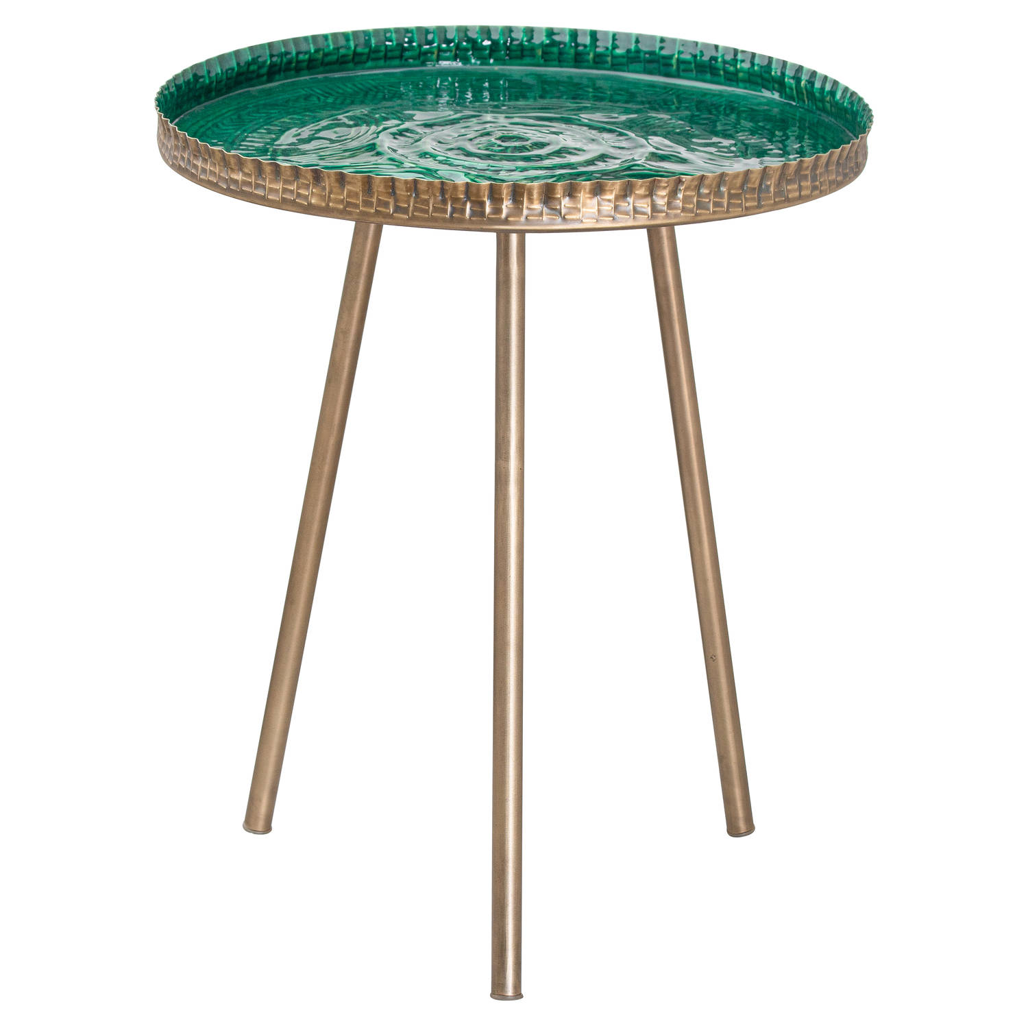 Aztec Collection Brass Embossed ceramic Dipped Side Table - Image 1
