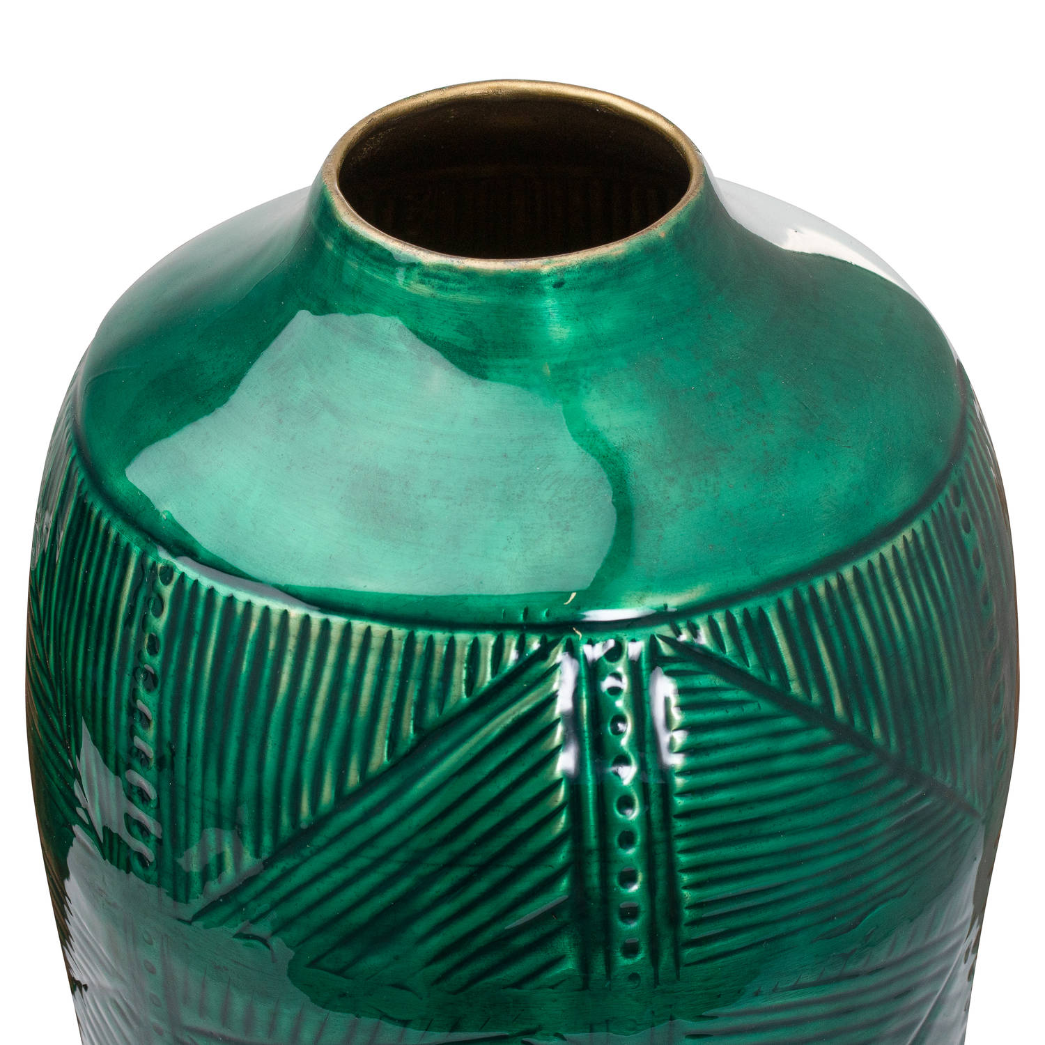 Aztec Collection Brass embossed Ceramic Dipped Urn Vase - Image 2