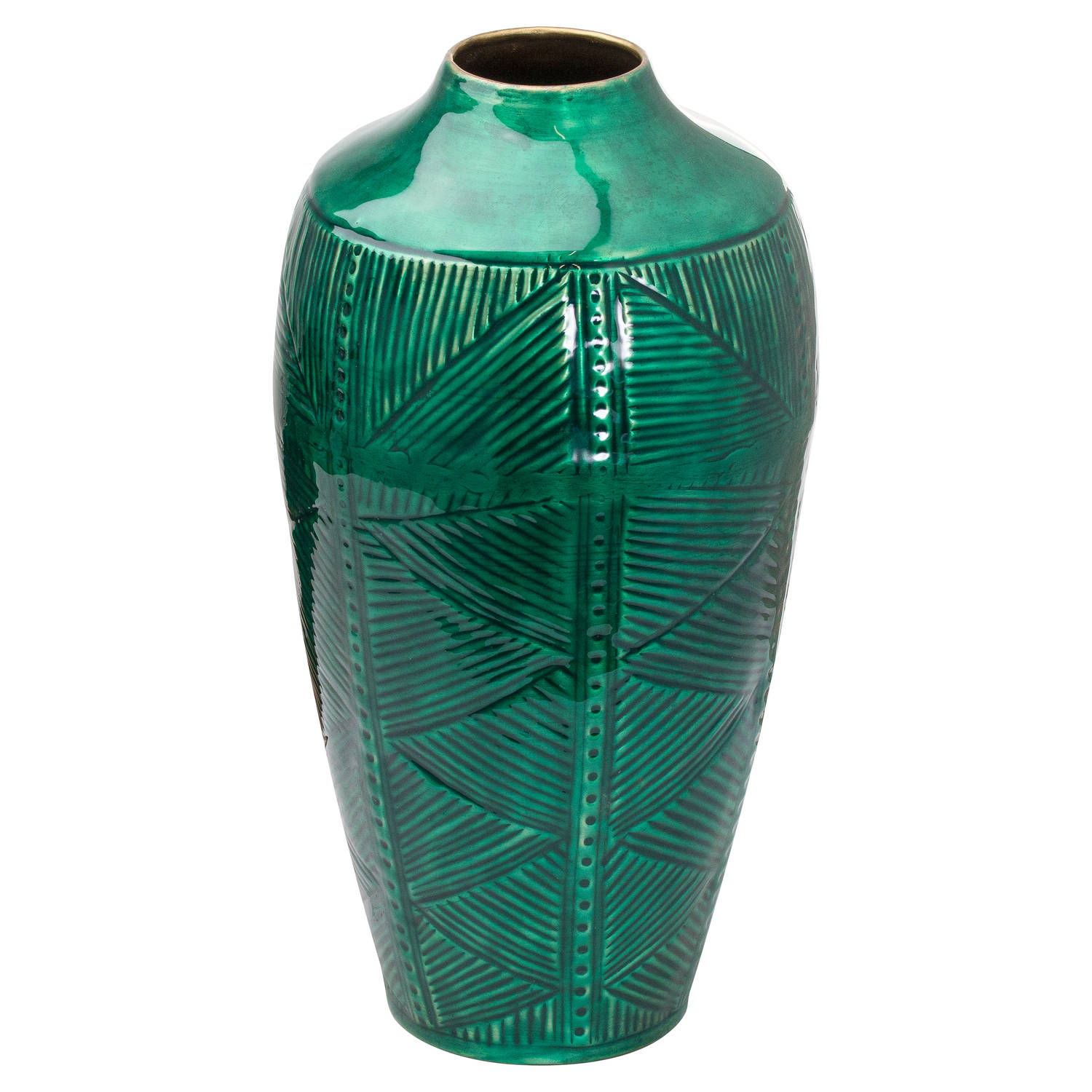 Aztec Collection Brass embossed Ceramic Dipped Urn Vase - Image 1