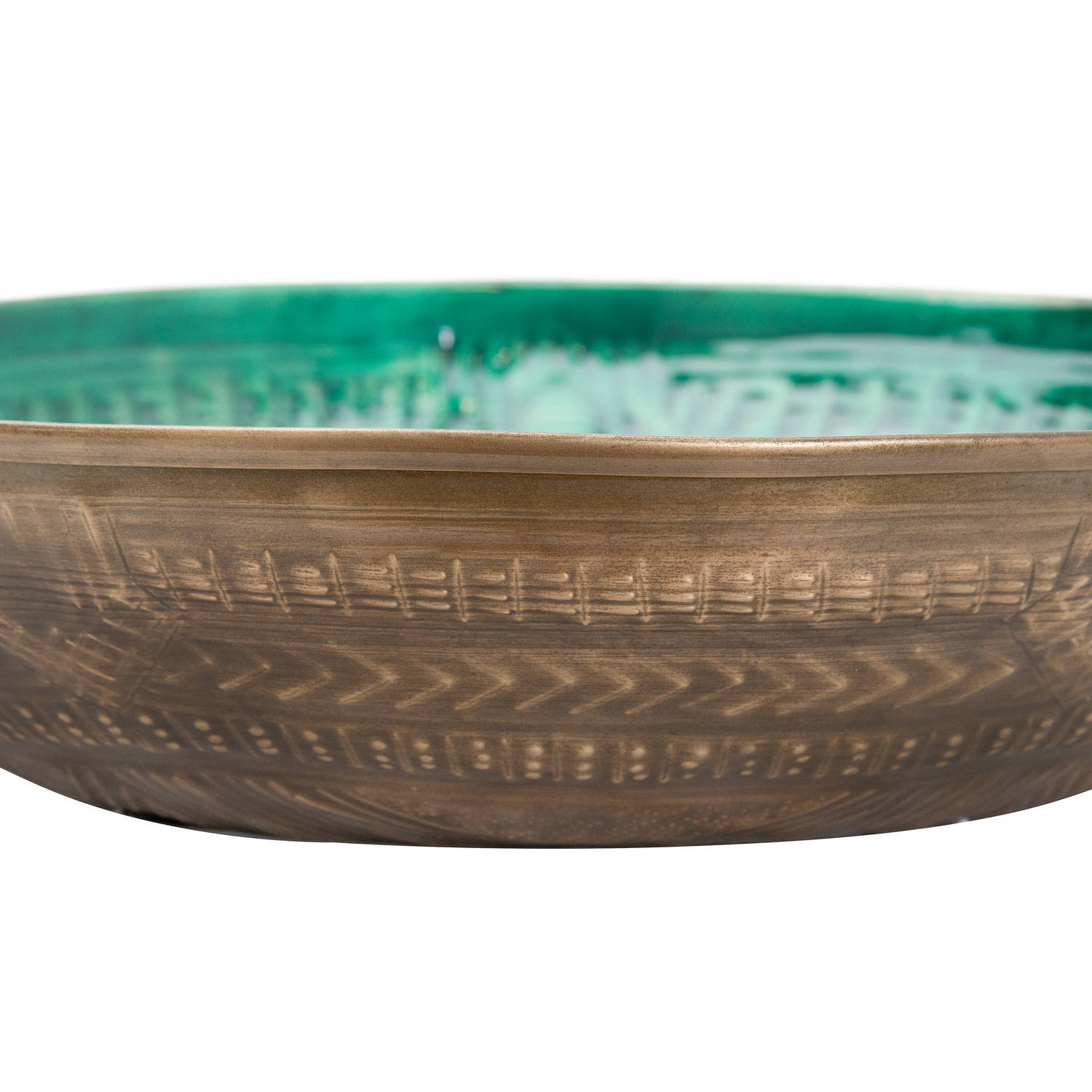 Aztec Collection Brass Embossed Ceramic Large Bowl - Image 2