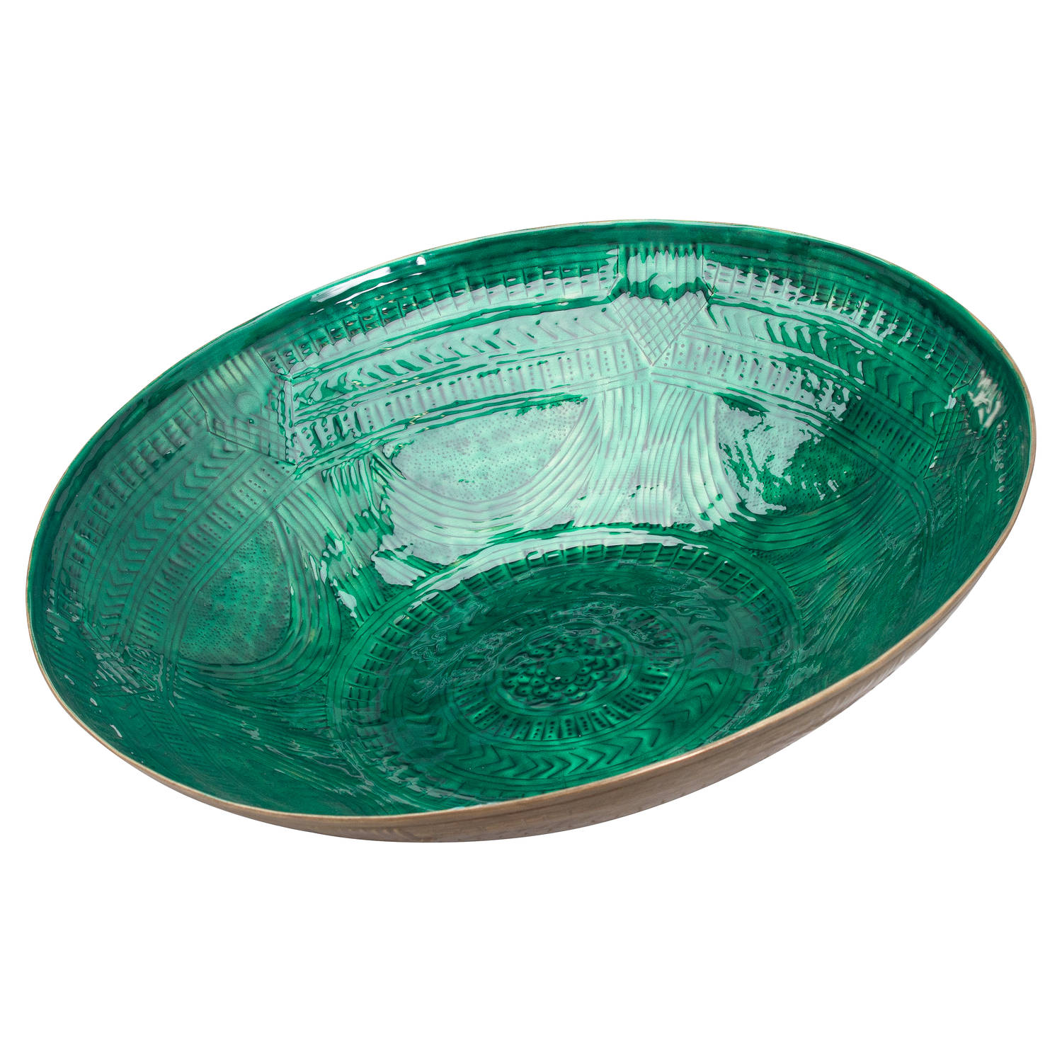 Aztec Collection Brass Embossed Ceramic Dipped Bowl - Image 1
