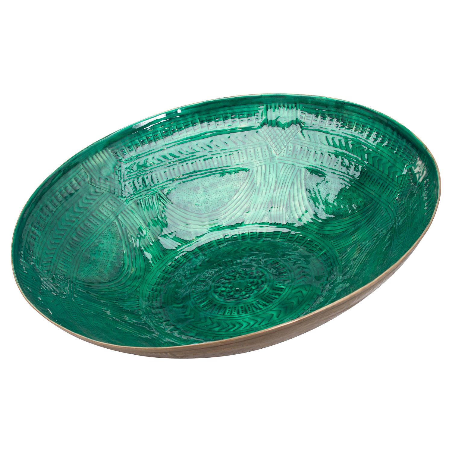 Aztec Collection Brass Embossed Ceramic Dipped Large Bowl Wholesale by Hill Interiors
