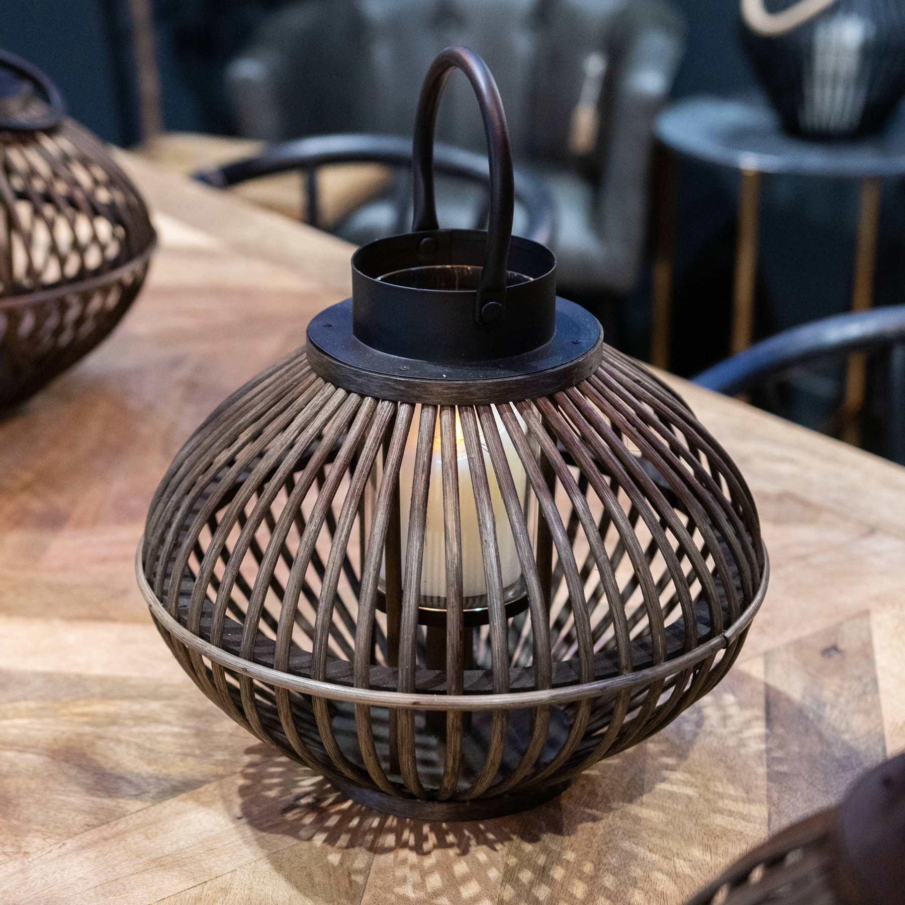 Brown Bamboo Style Lantern - Image 3