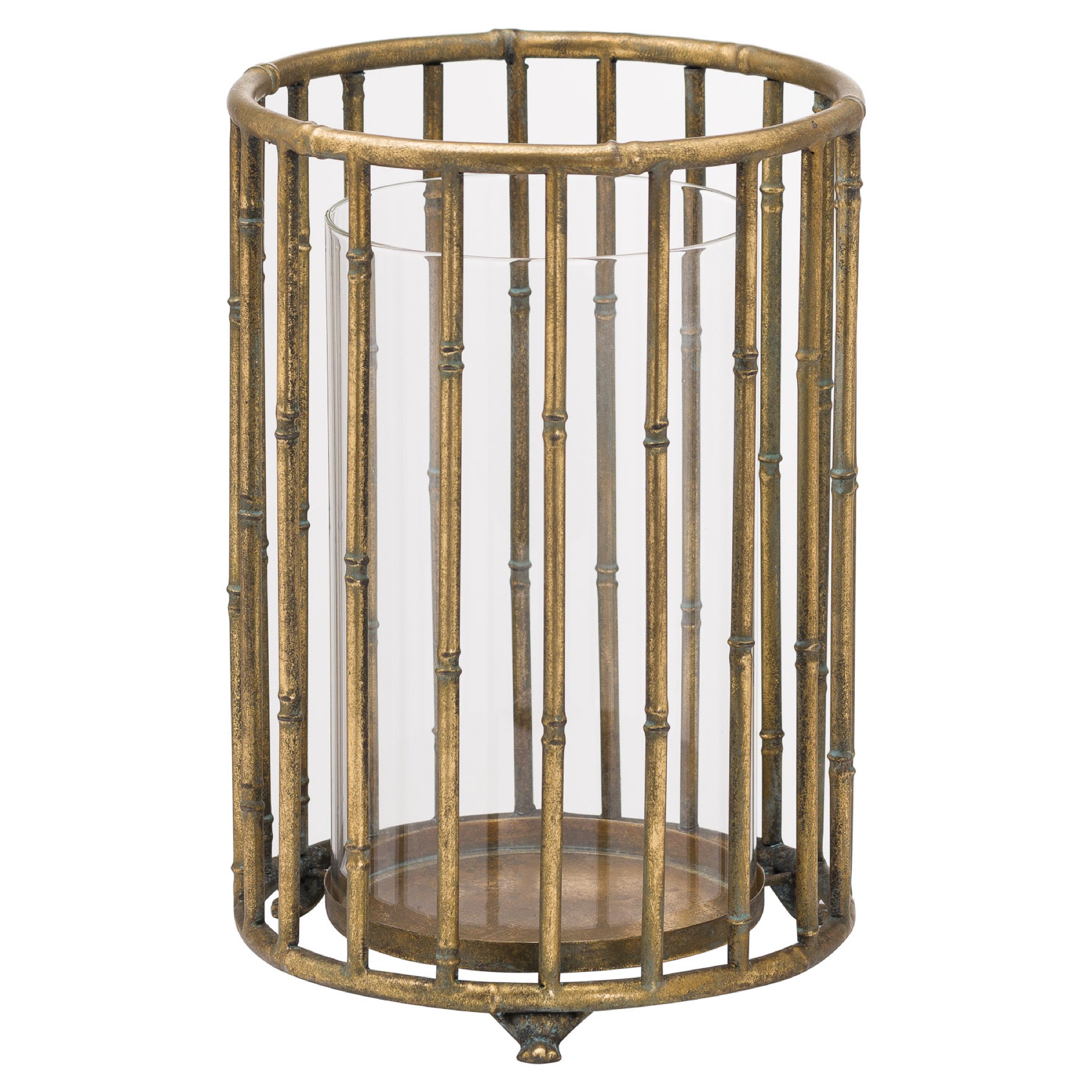 Large Metallic Bamboo Lantern - Image 1