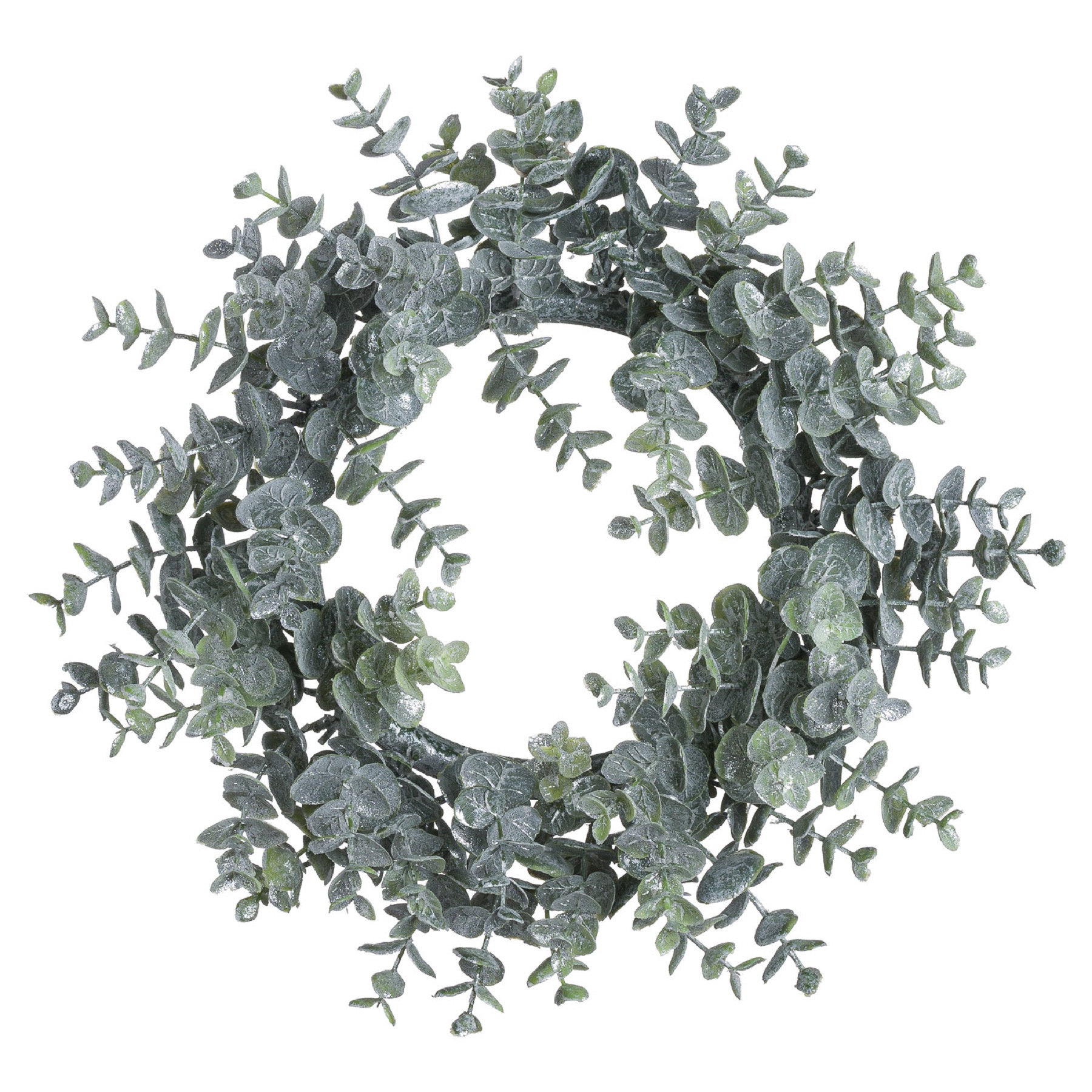 Large Frosted Eucalyptus Candle Wreath - Image 1