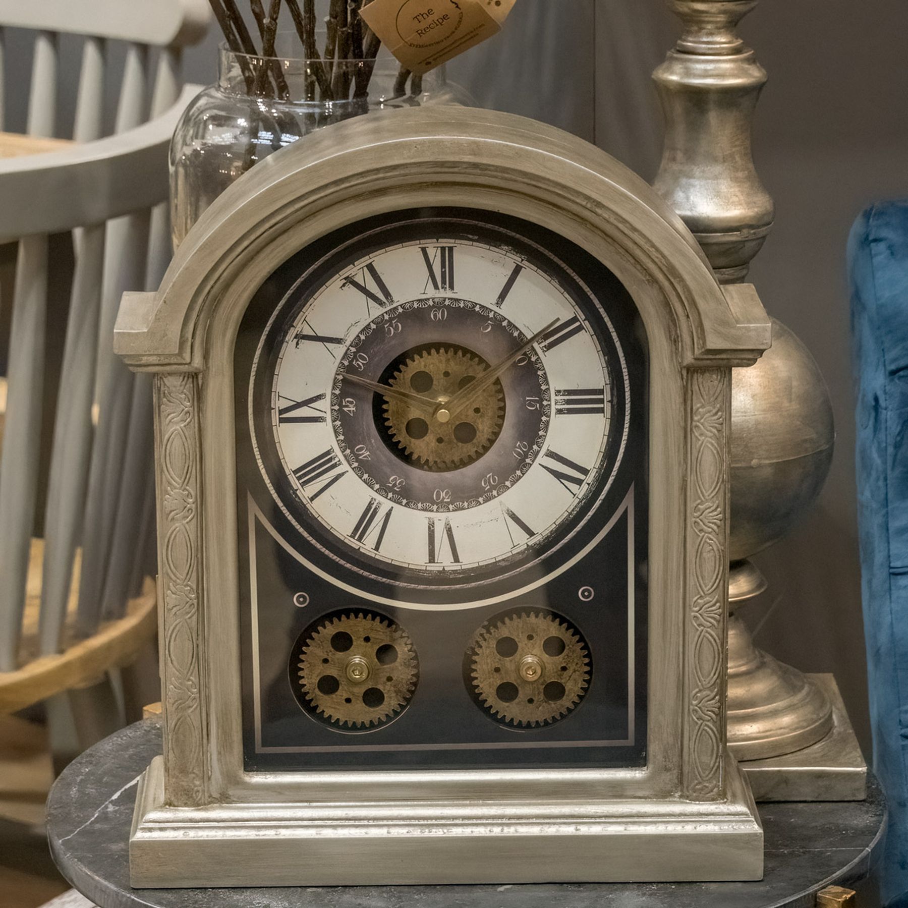 Antique Silver Mechanism Mantle Clock - Image 7