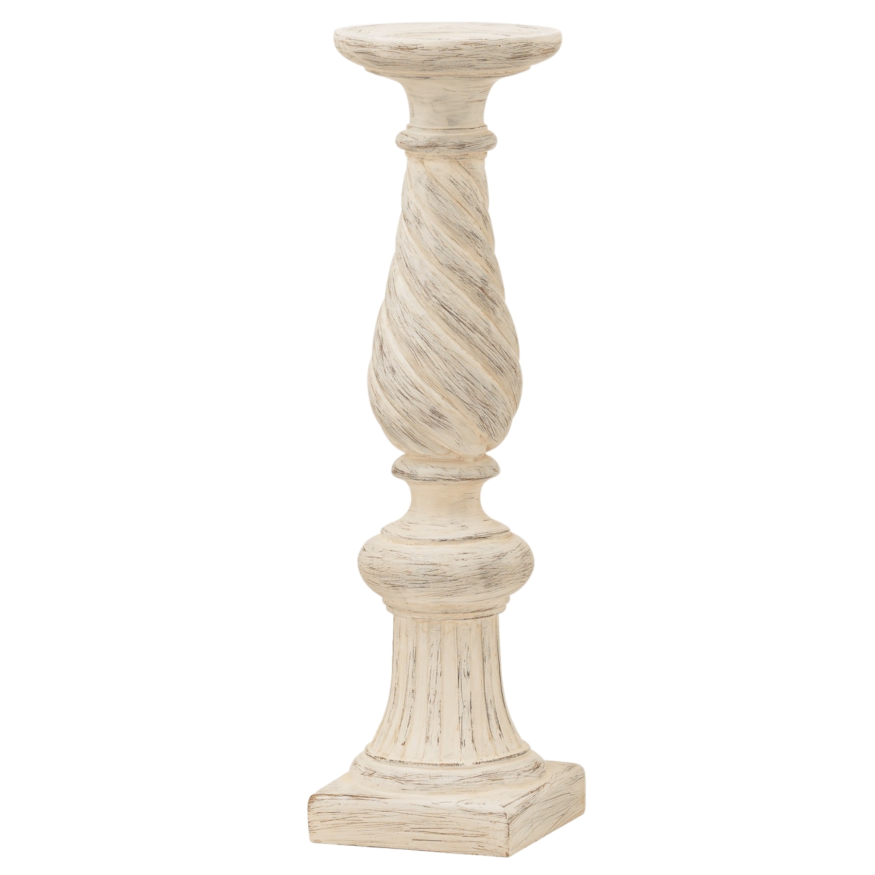 Antique Ivory Large Twisted Candle Column - Image 1