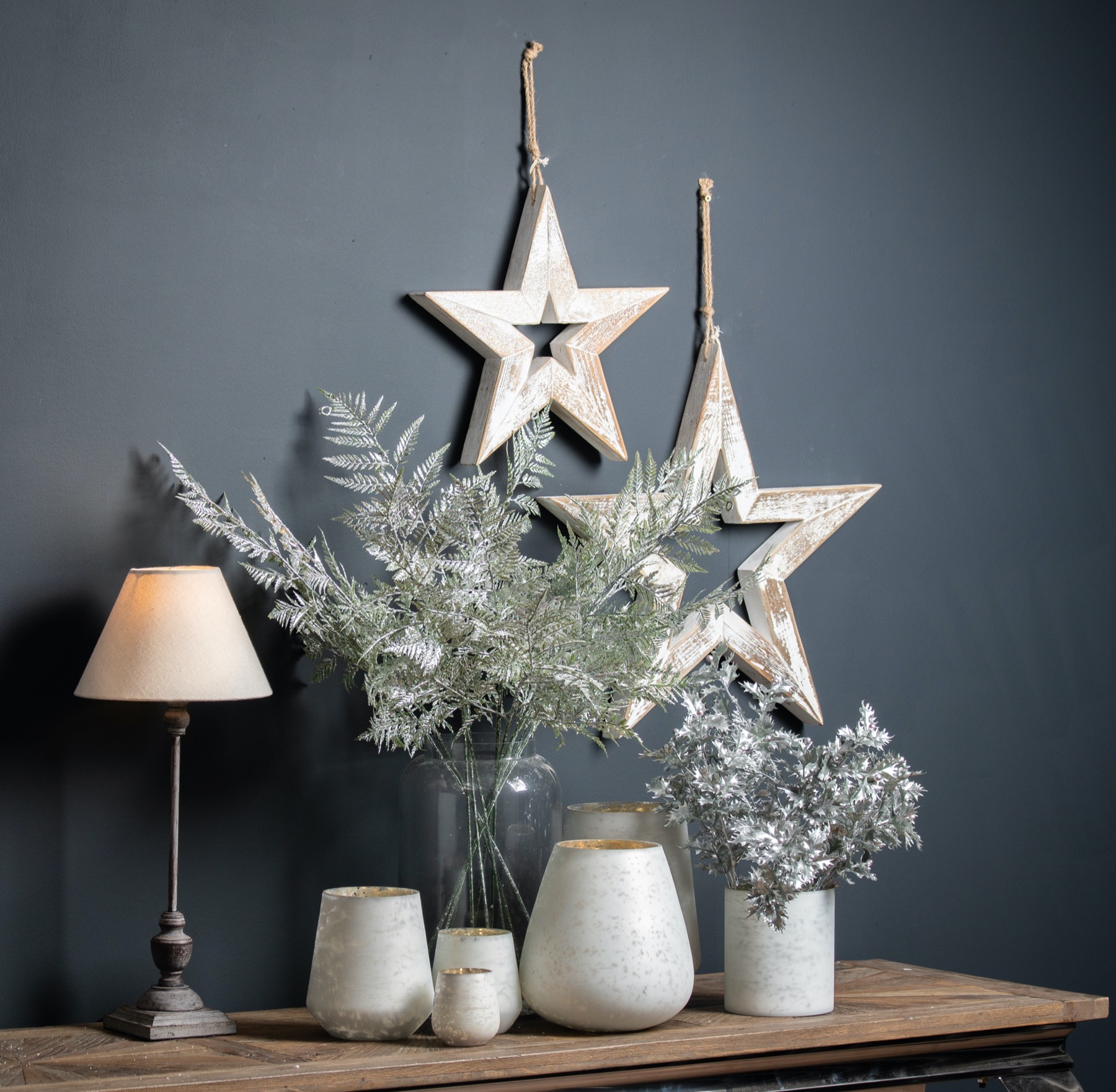 Large Antique White Wooden Sparkle Star - Image 3