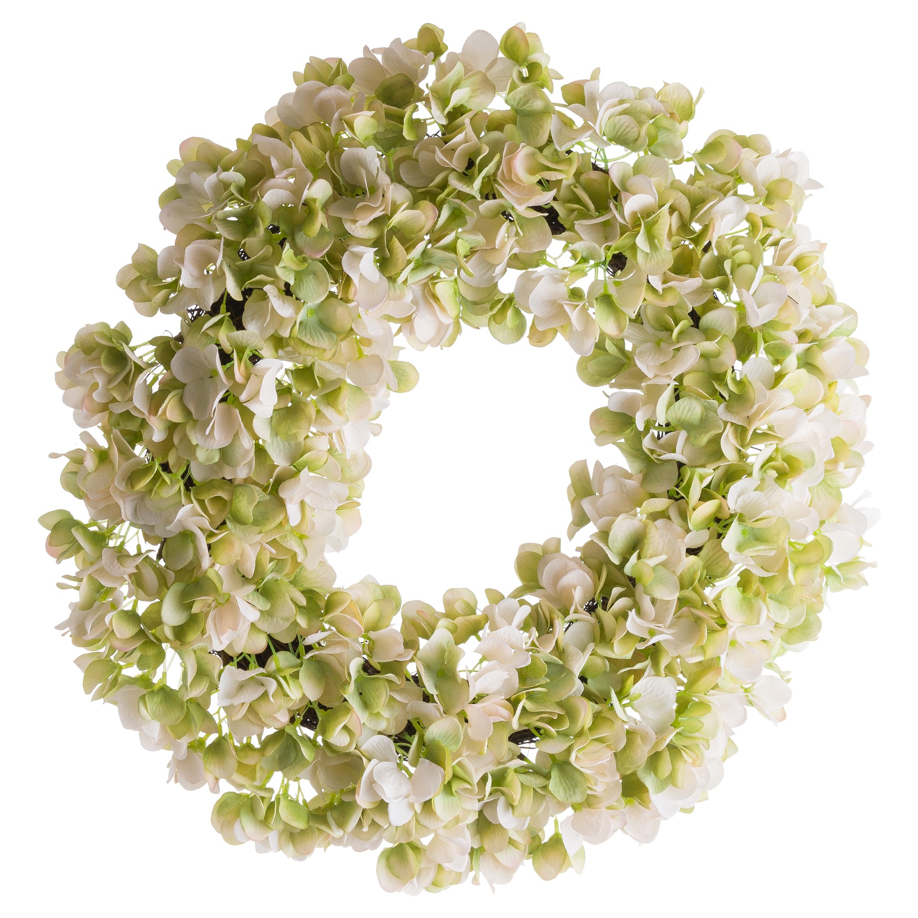 White Hydrangea Wreath Wholesale by Hill Interiors
