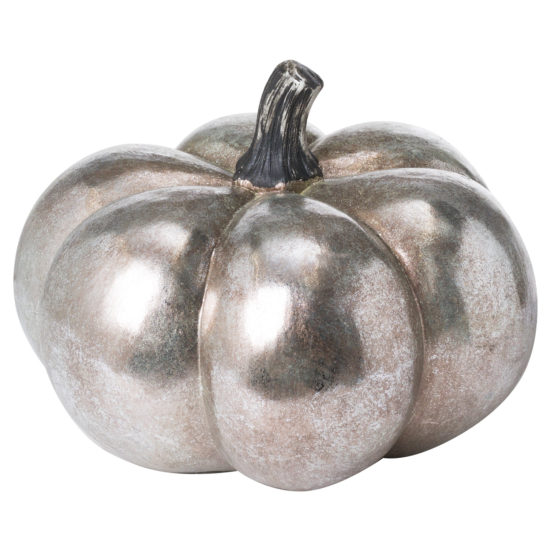 Large Squat Silver Foil Pumpkin - Image 1
