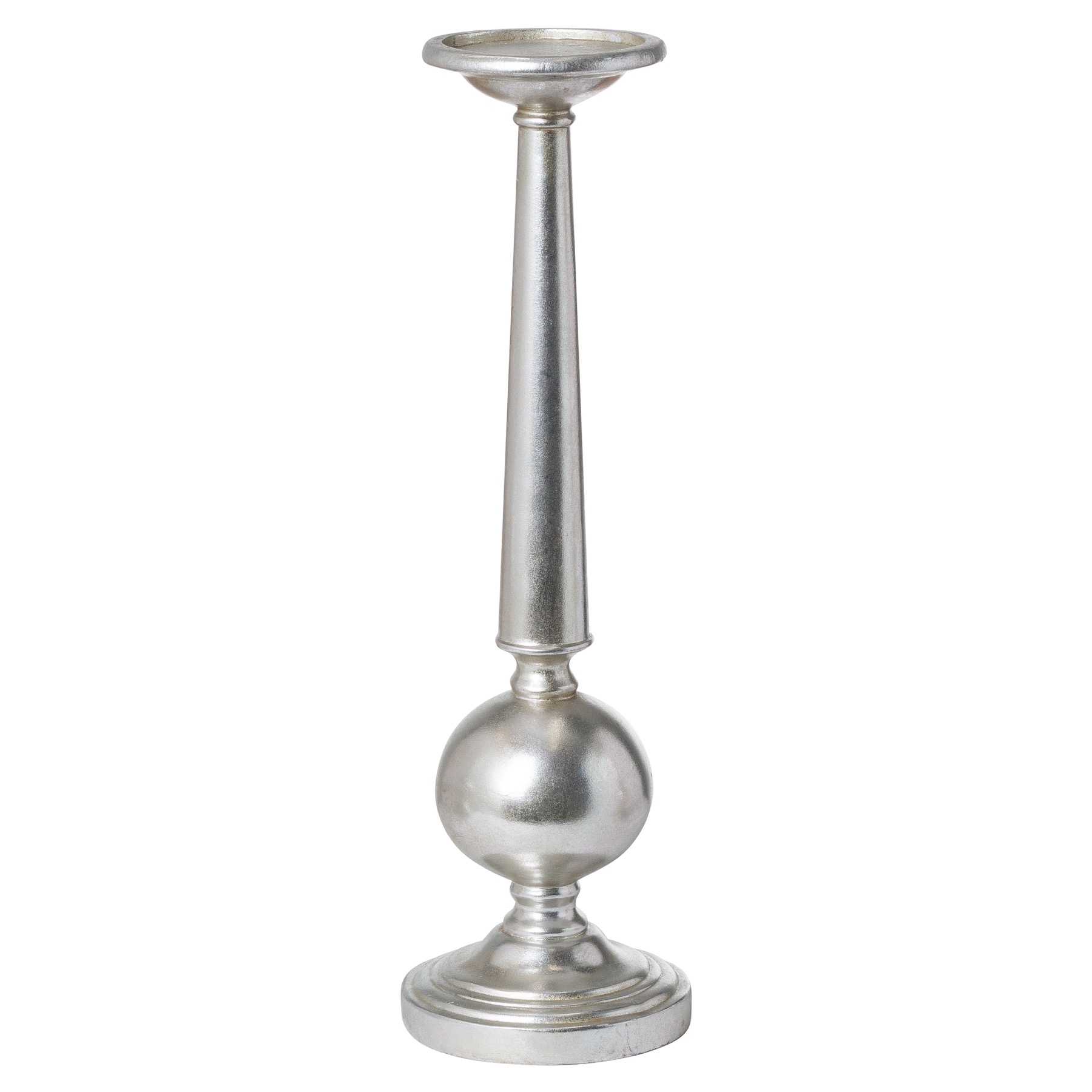 Antique Silver Medium Column Candle Stand - Image 1