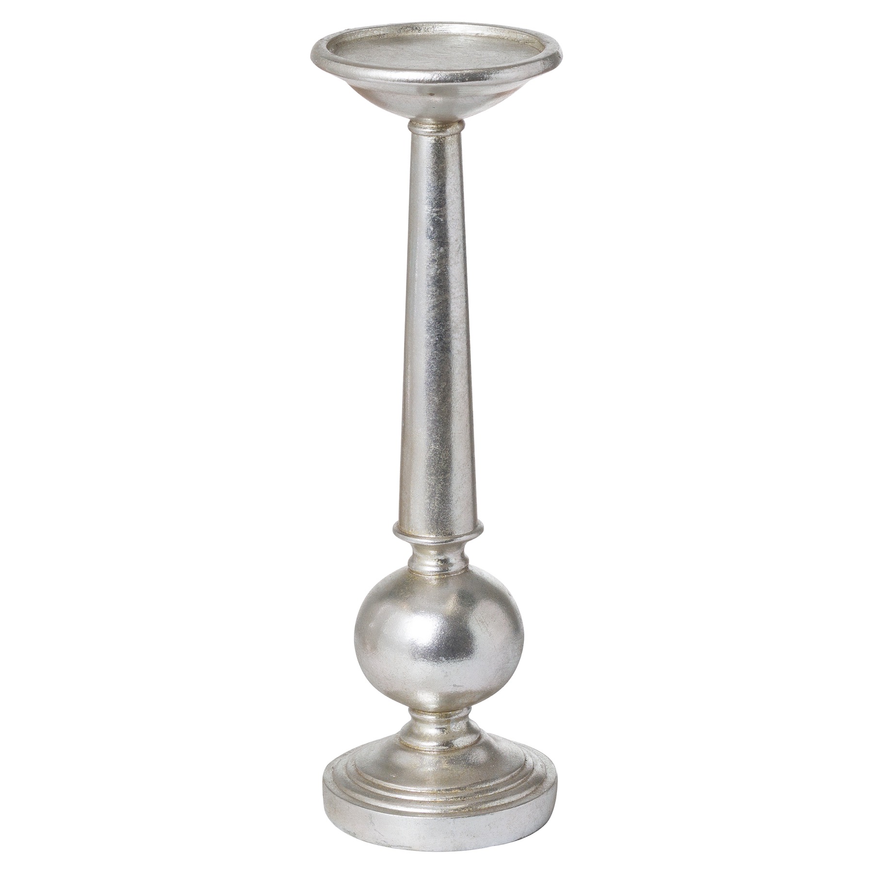 Antique Silver Small Column Candle Stand - Image 1