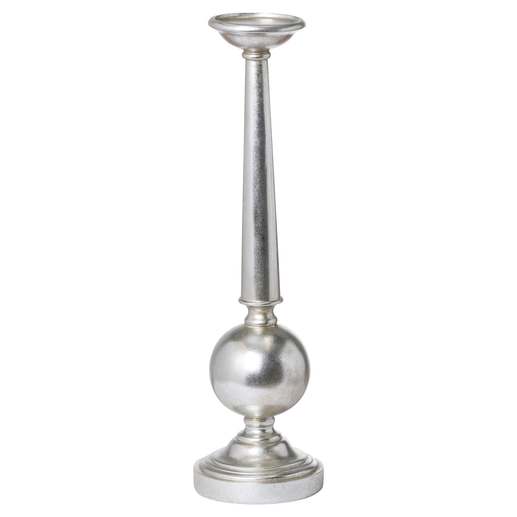 Antique Silver Large Column Candle Stand - Image 1