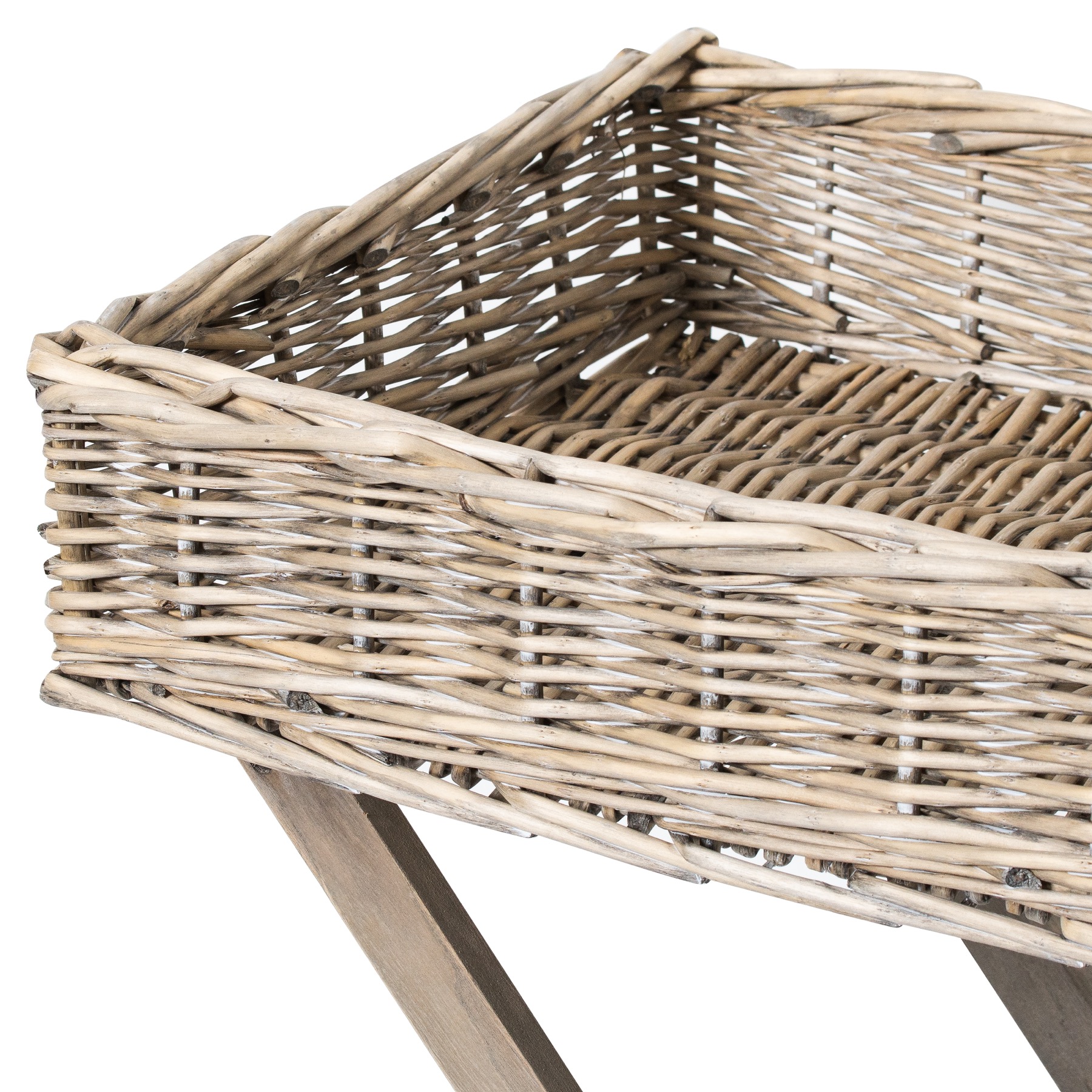 Grey Wash Wicker Basket Butler Tray - Image 2