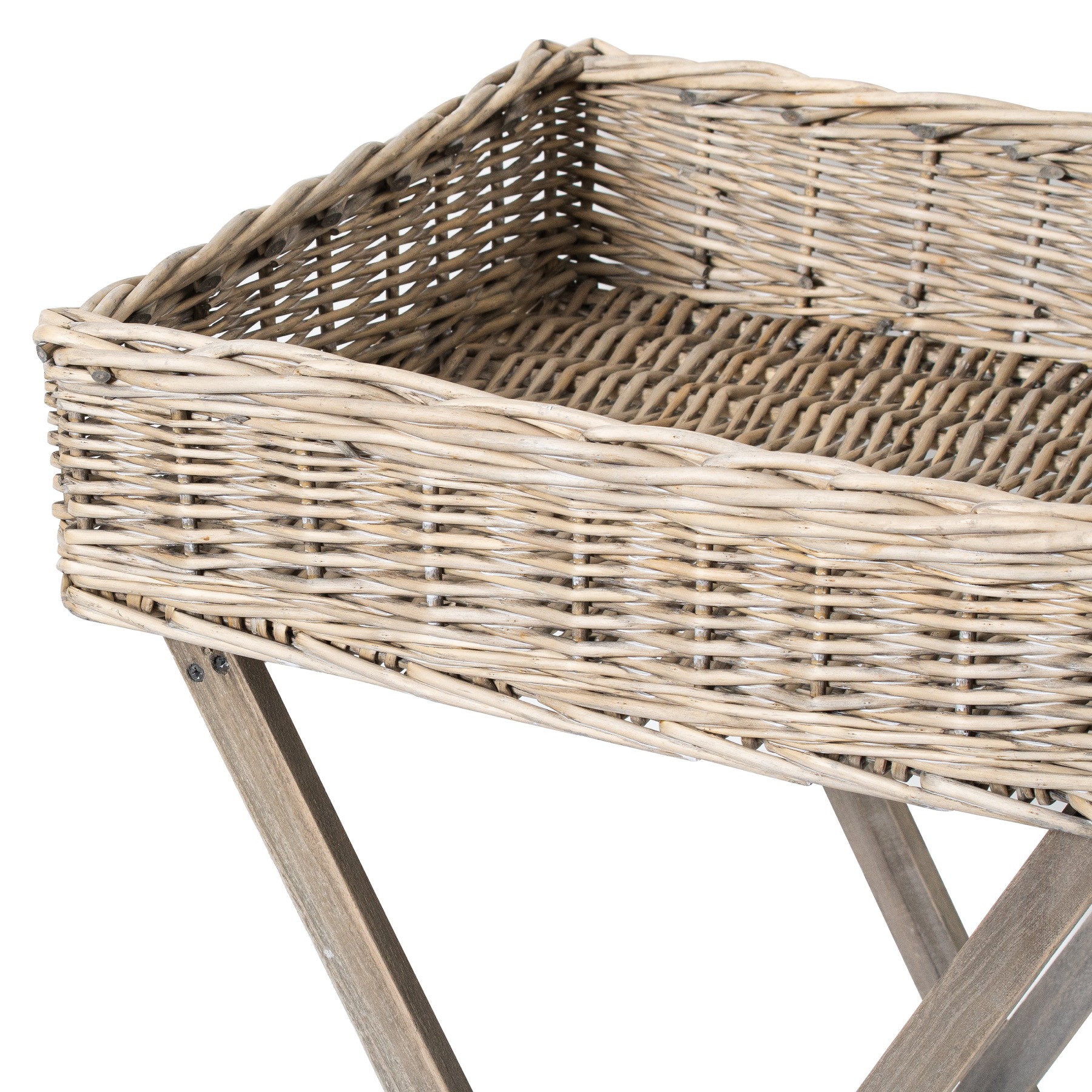 Large Grey Wash Wicker Basket Butler Tray Wholesale by Hill Interiors