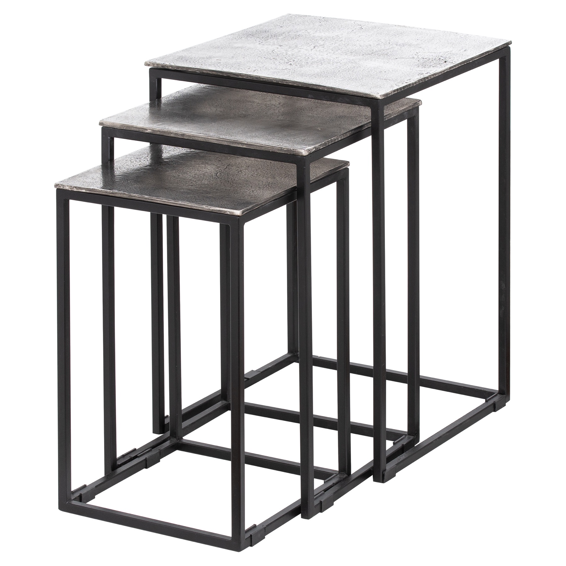 Farrah Collection Silver Nest Of Three Tables - Image 1