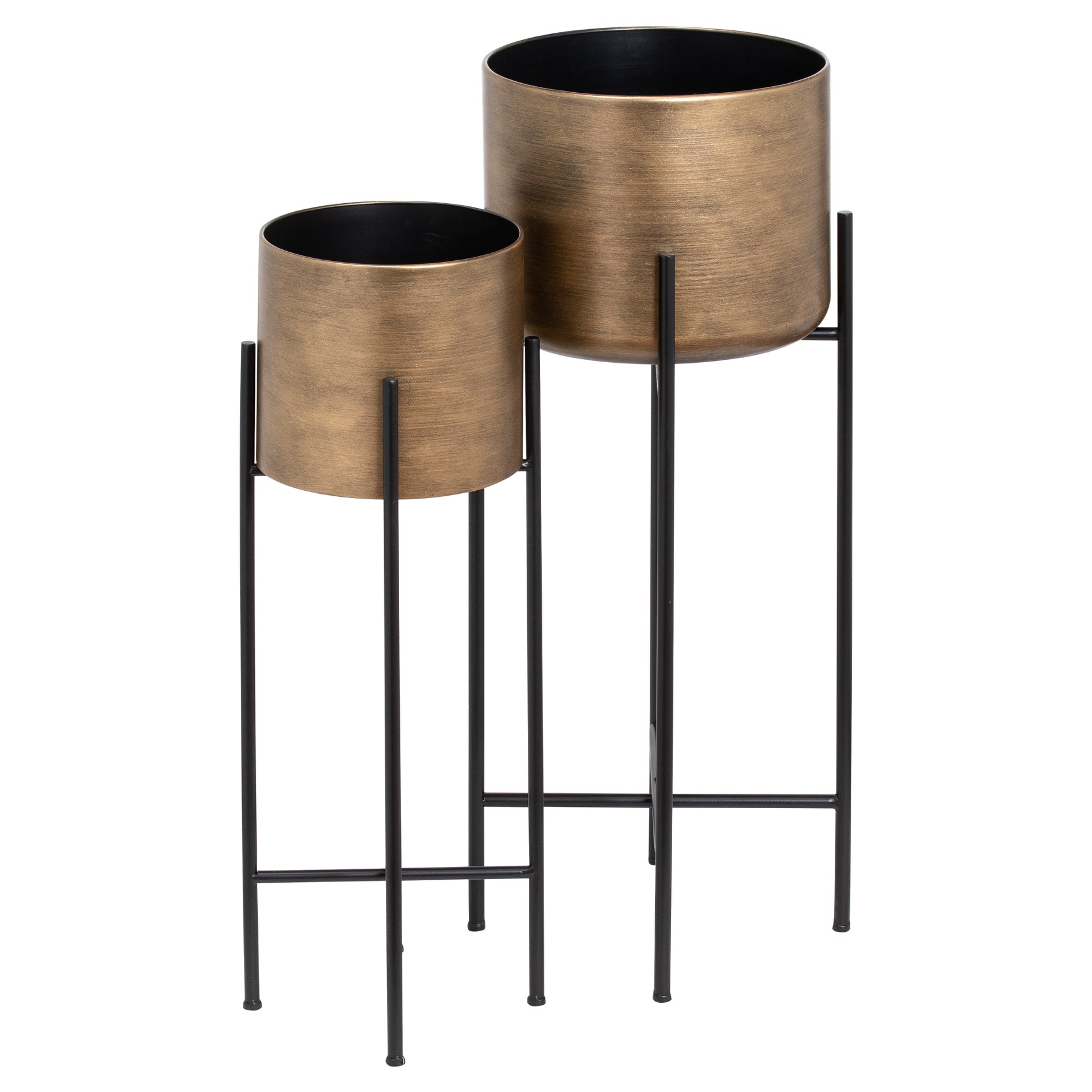 Set Of Two Bronze Planters On Stand - Image 1