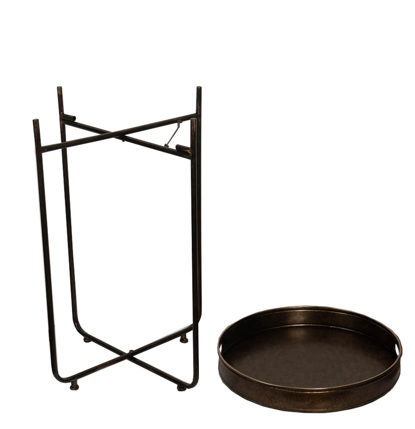Tall Antique Bronze Tray With Stand - Image 2