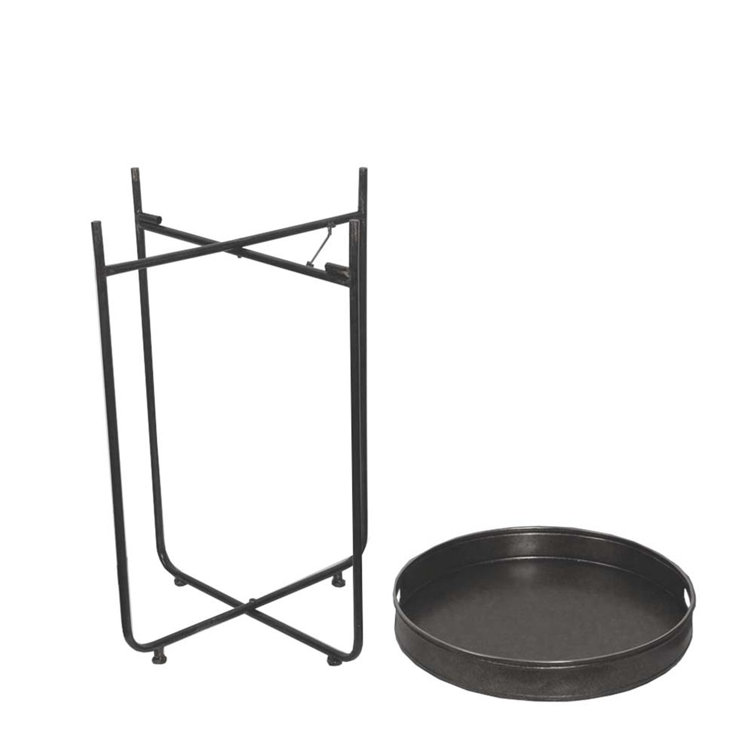 Tall Metallic Grey Tray With Stand - Image 2