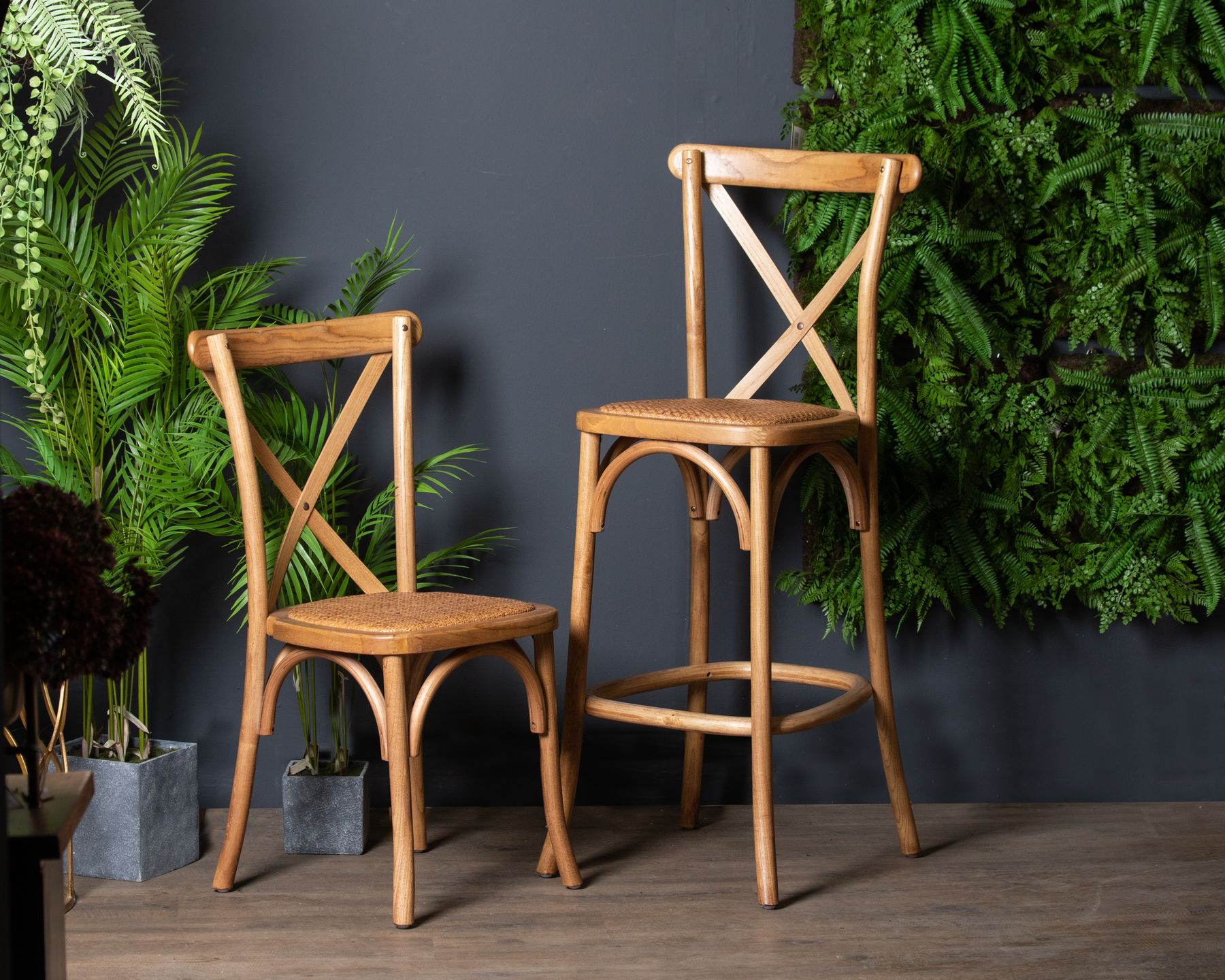 Light Oak Cross Back Bar Stool Wholesale by Hill Interiors