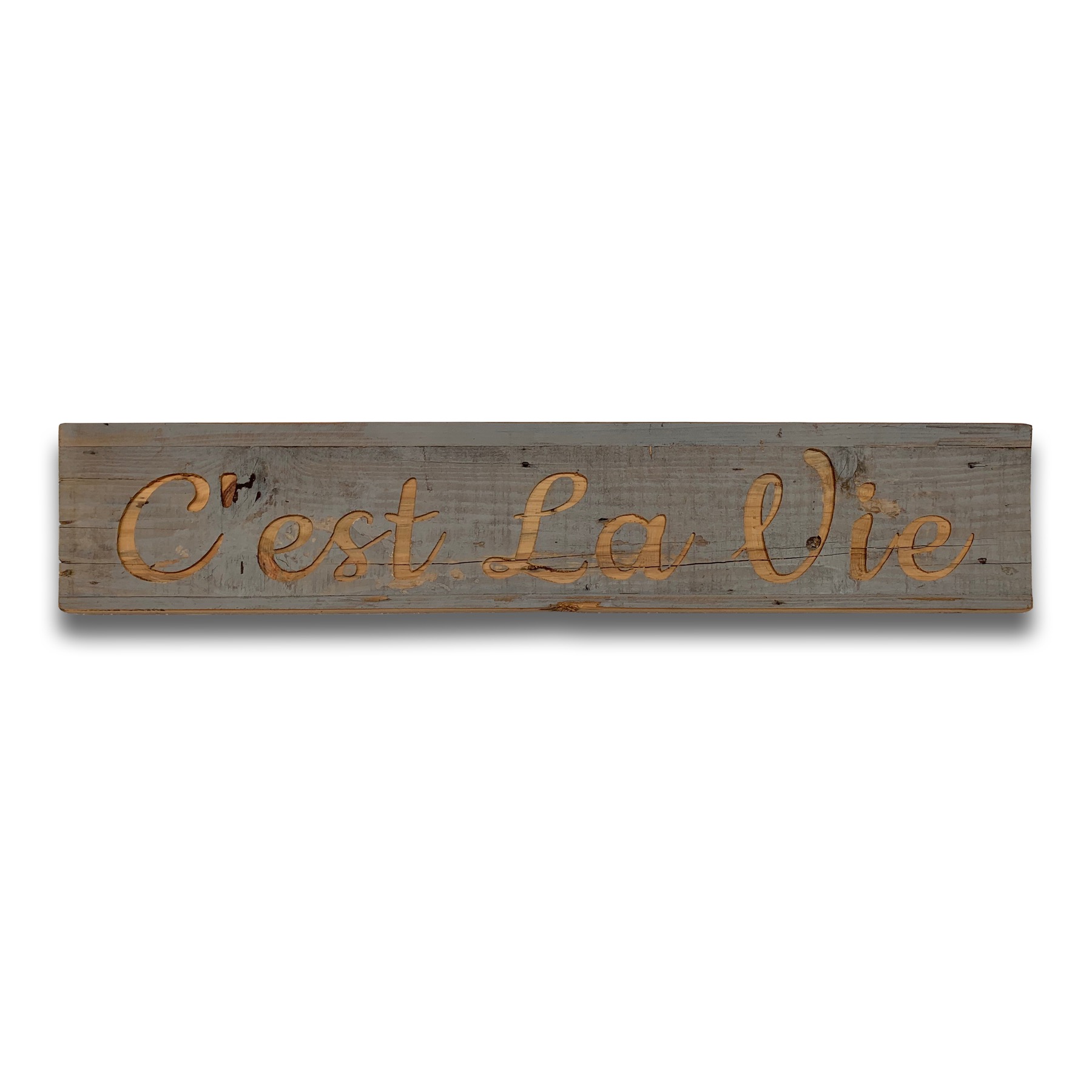 Cest La Vie Grey Wash Wooden Message Plaque - Image 1