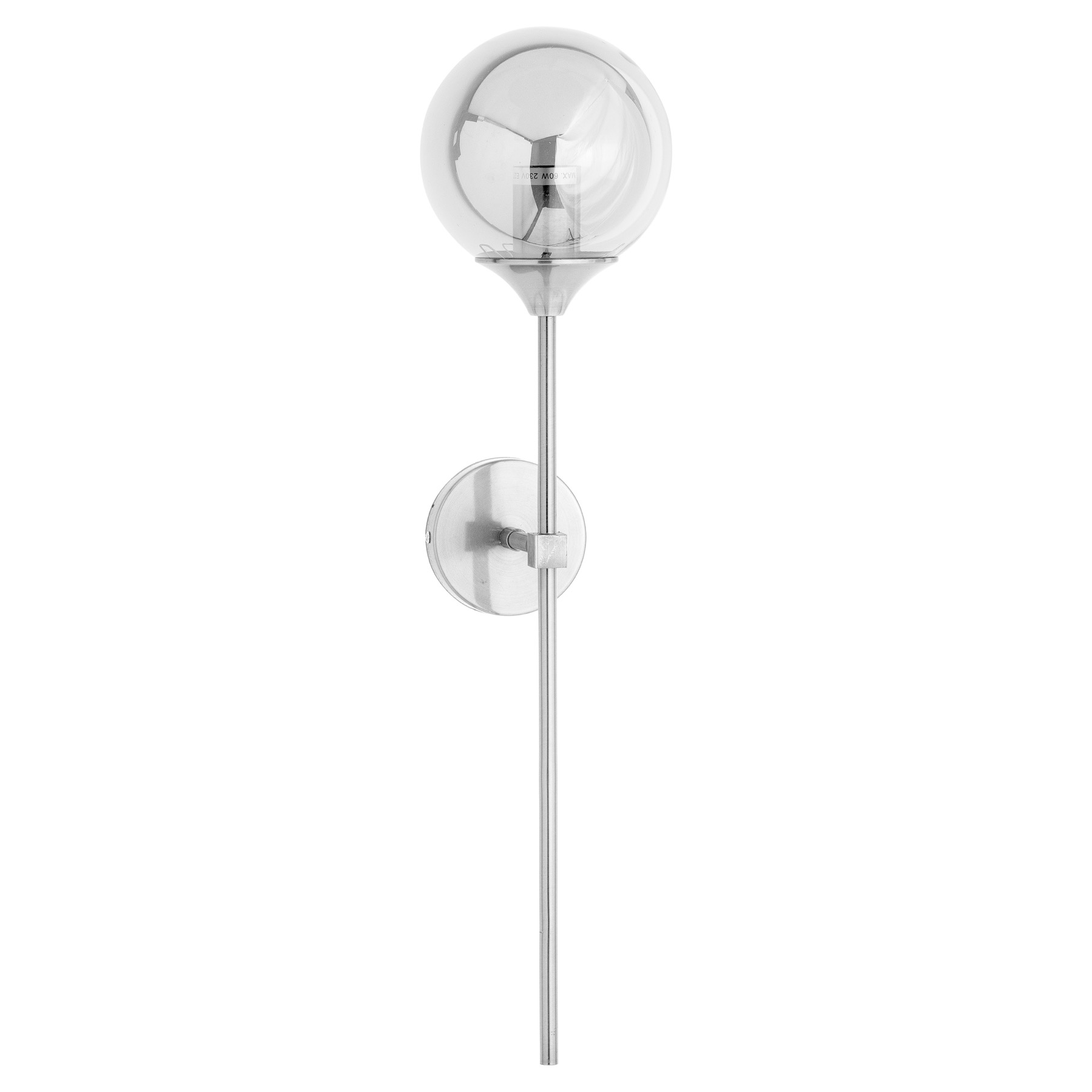 Silver Smoked Glass Globe Wall Pendant - Image 1
