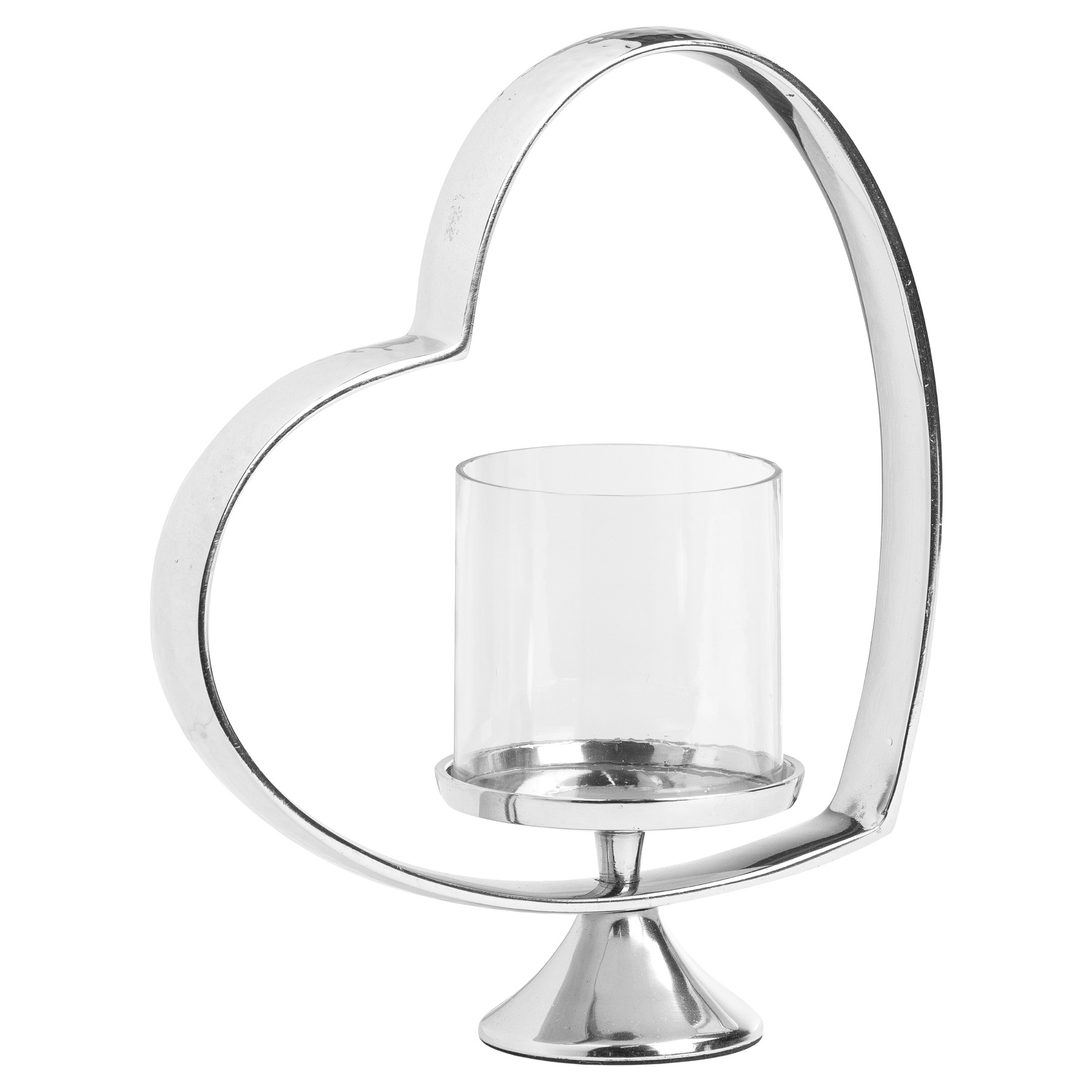 Heart Shaped Nickel Plated Candle Holder - Image 1