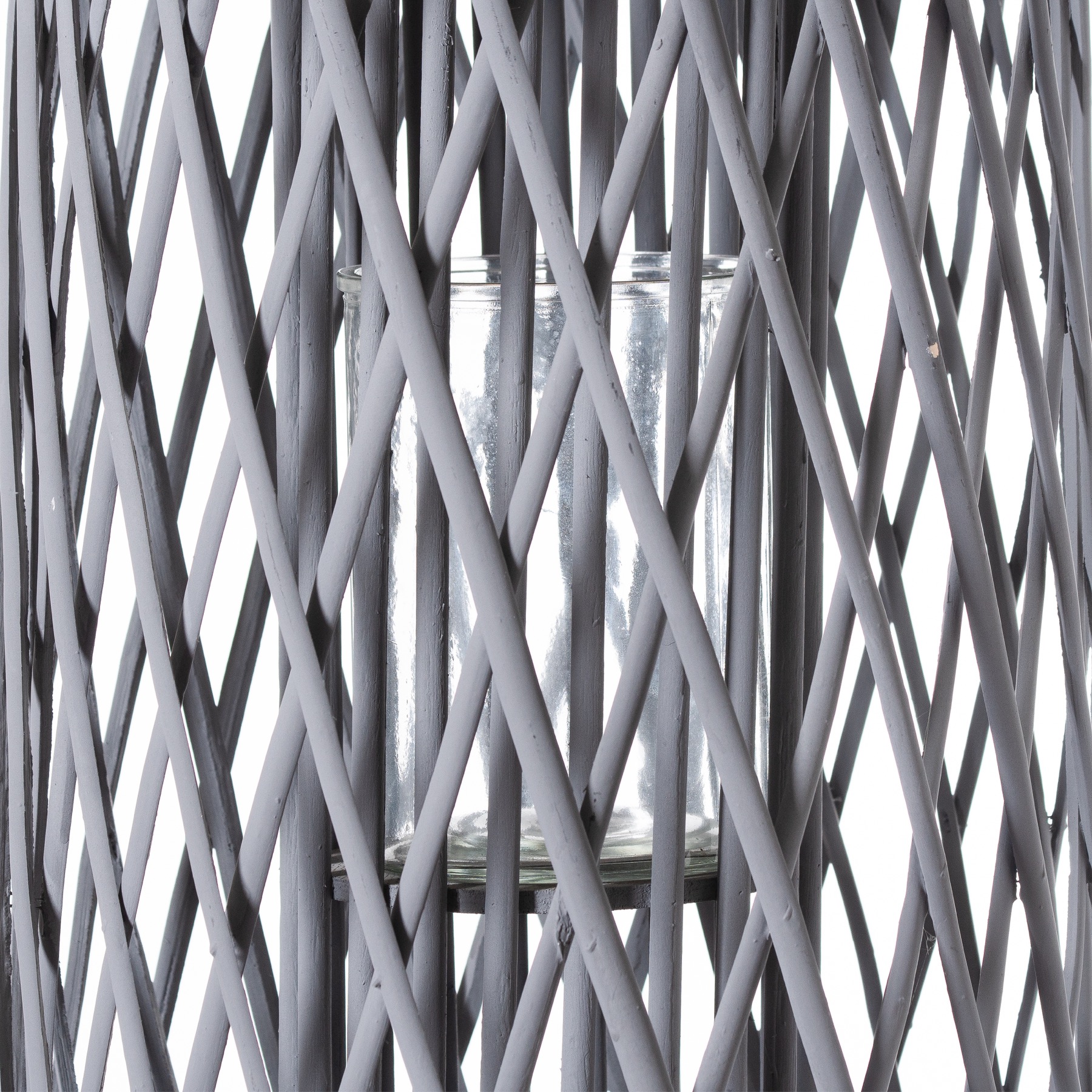 Huge Grey Standing Wicker Lantern - Image 2