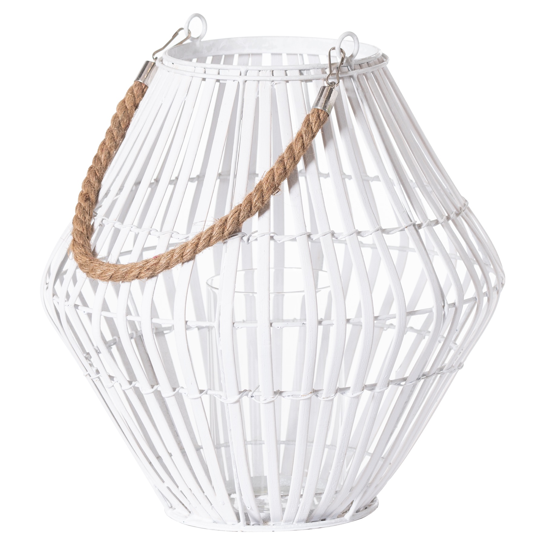 White Rattan Large Convex Lantern - Image 1