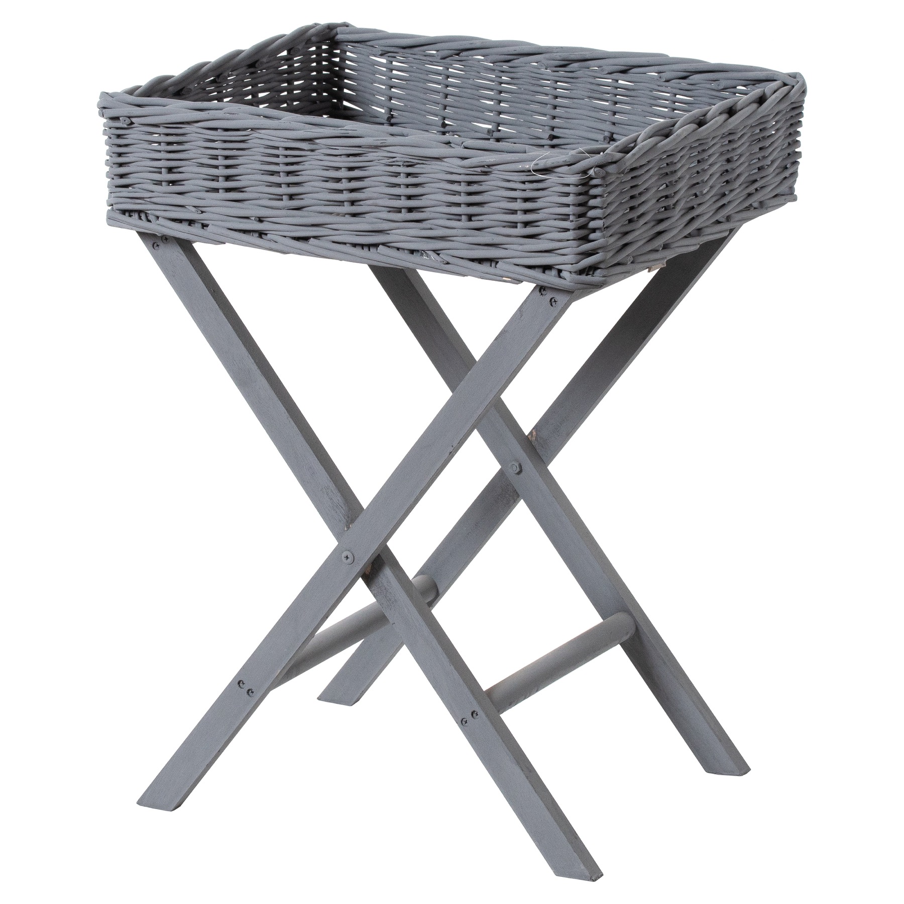 Grey  Wicker Basket Butler Tray - Image 1