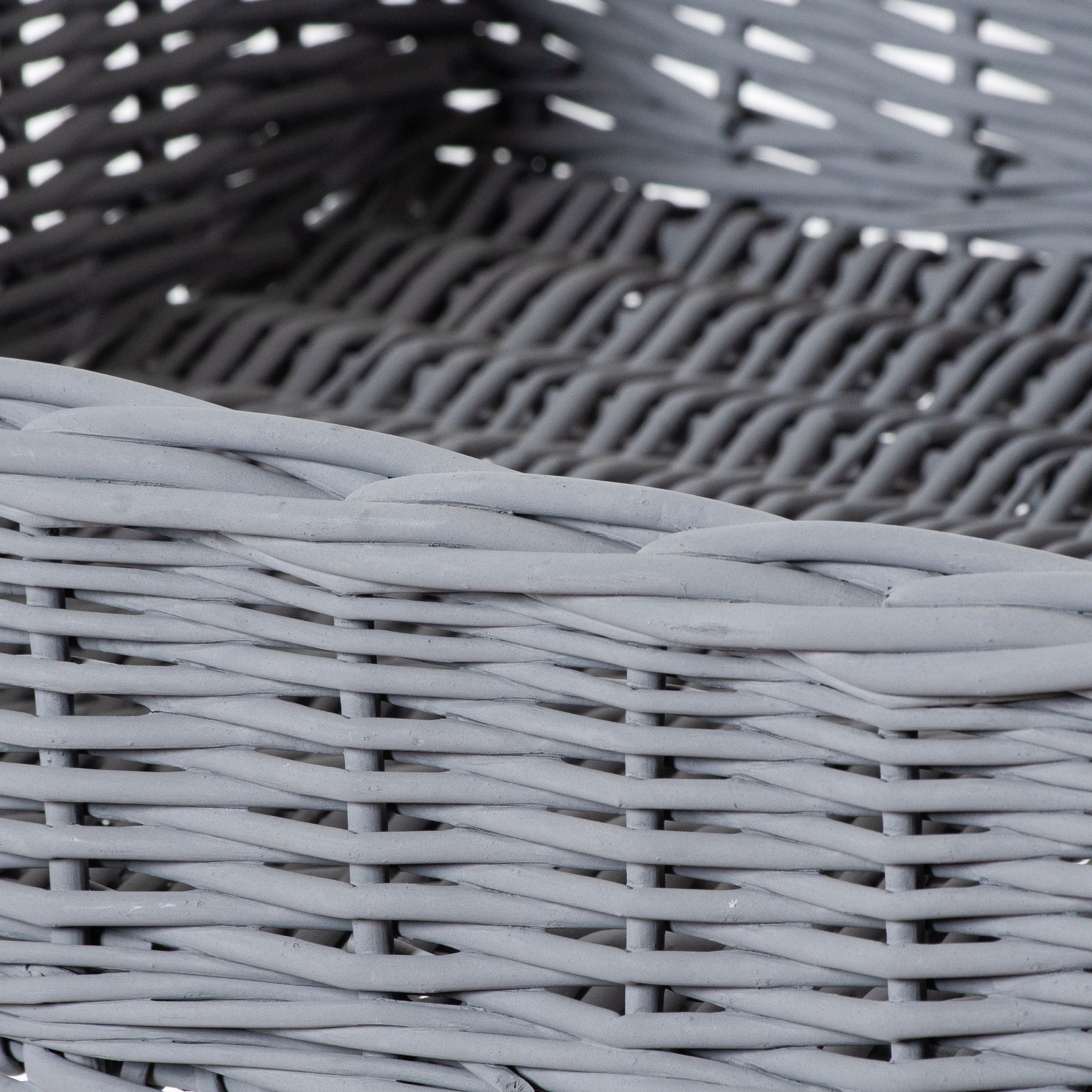 Large Grey Wicker Basket Butler Tray - Image 2