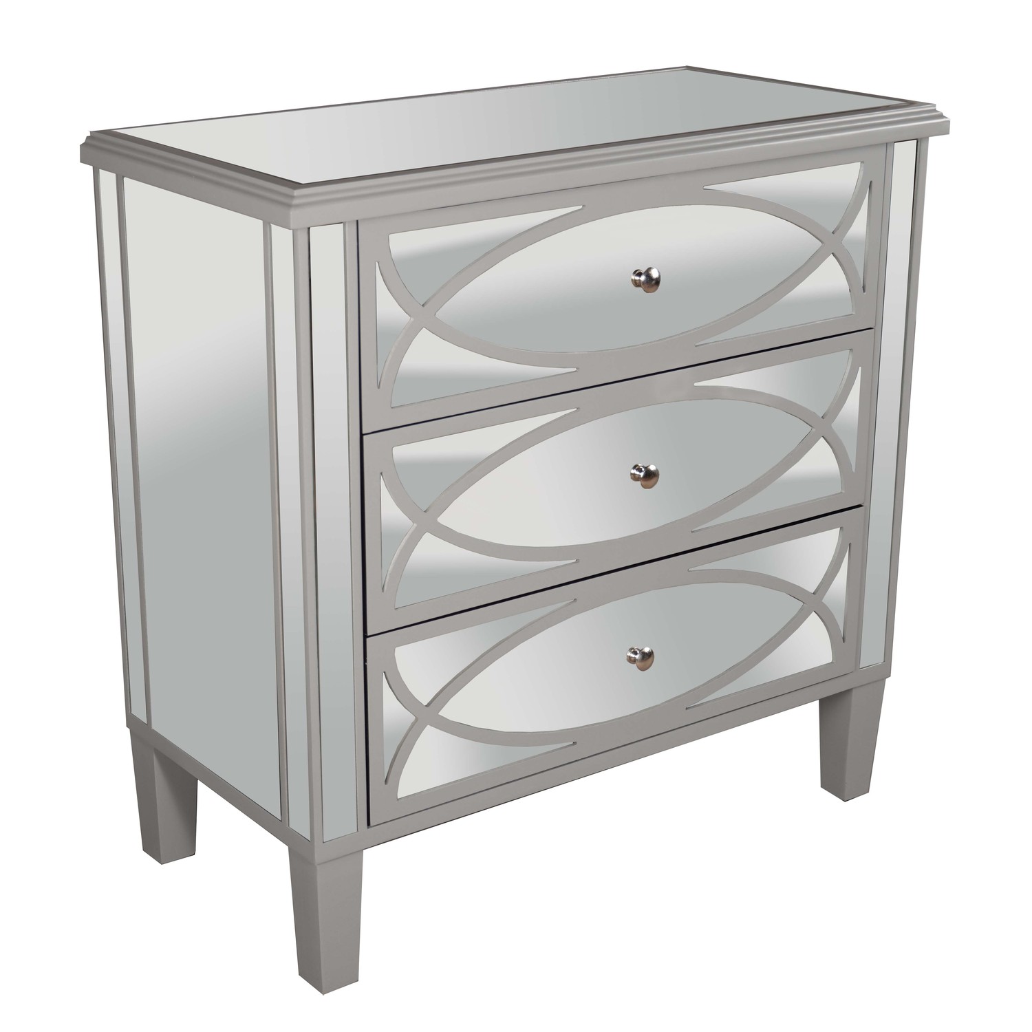 Paloma Collection Mirrored Three Drawer Bedside - Image 2