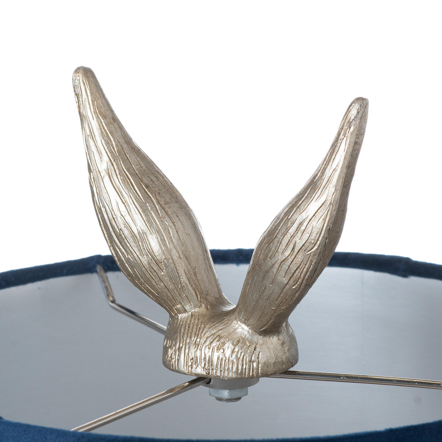 Silver Hare Table Lamp With Navy Shade - Image 2