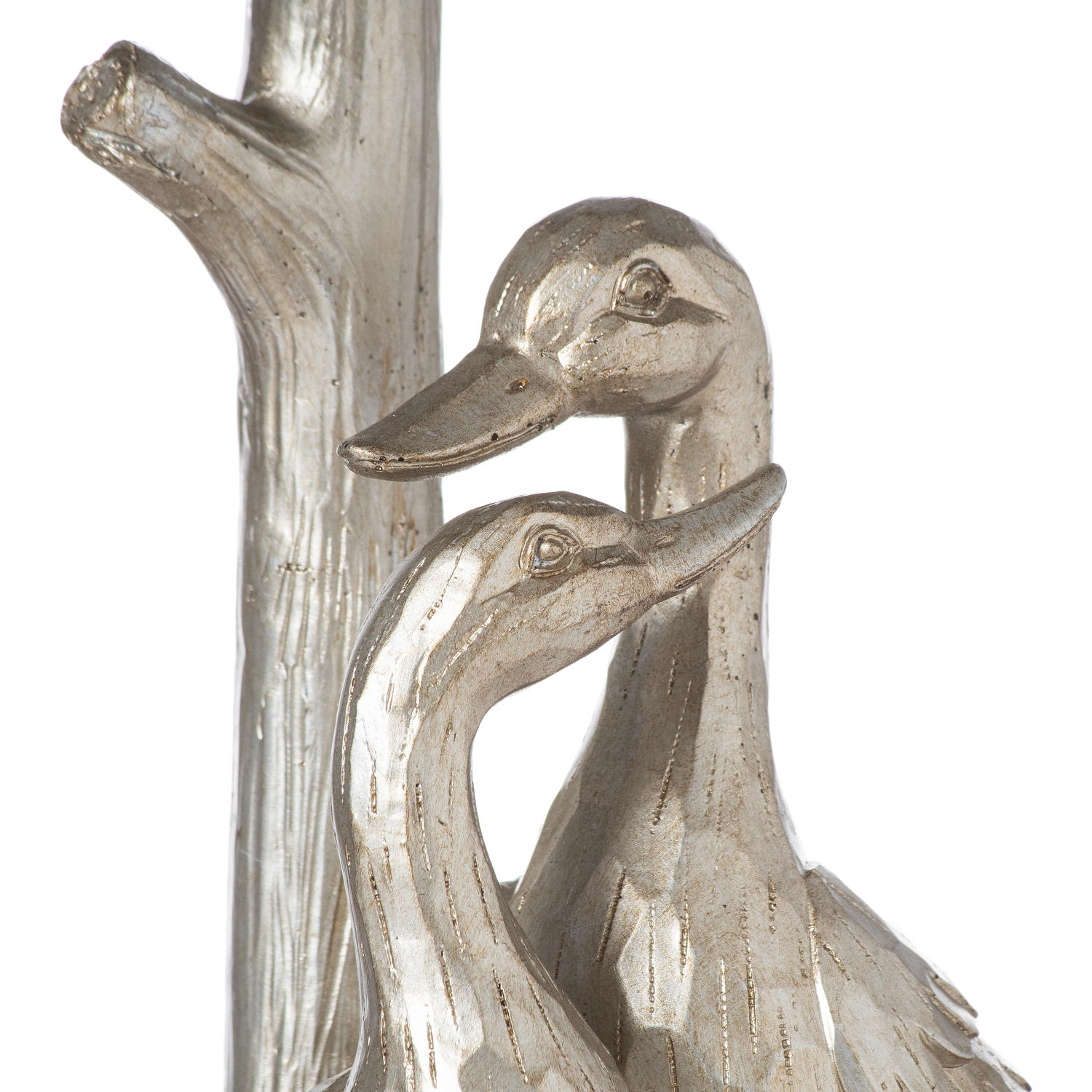 Silver Pair Of Ducks Table Lamps With Velvet Shade - Image 2