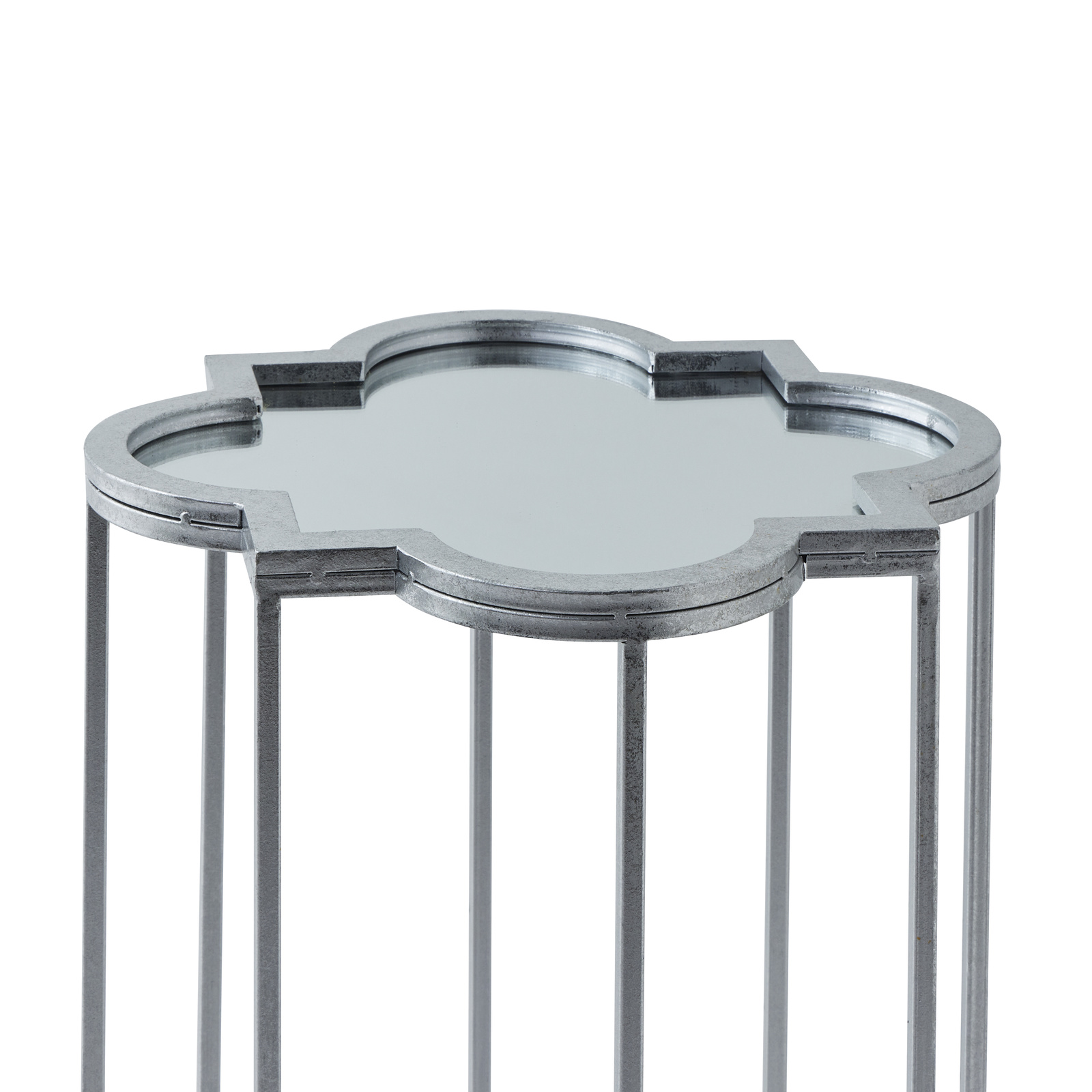 Quarter Foil Mirrored Set Of Two Side Tables - Image 4