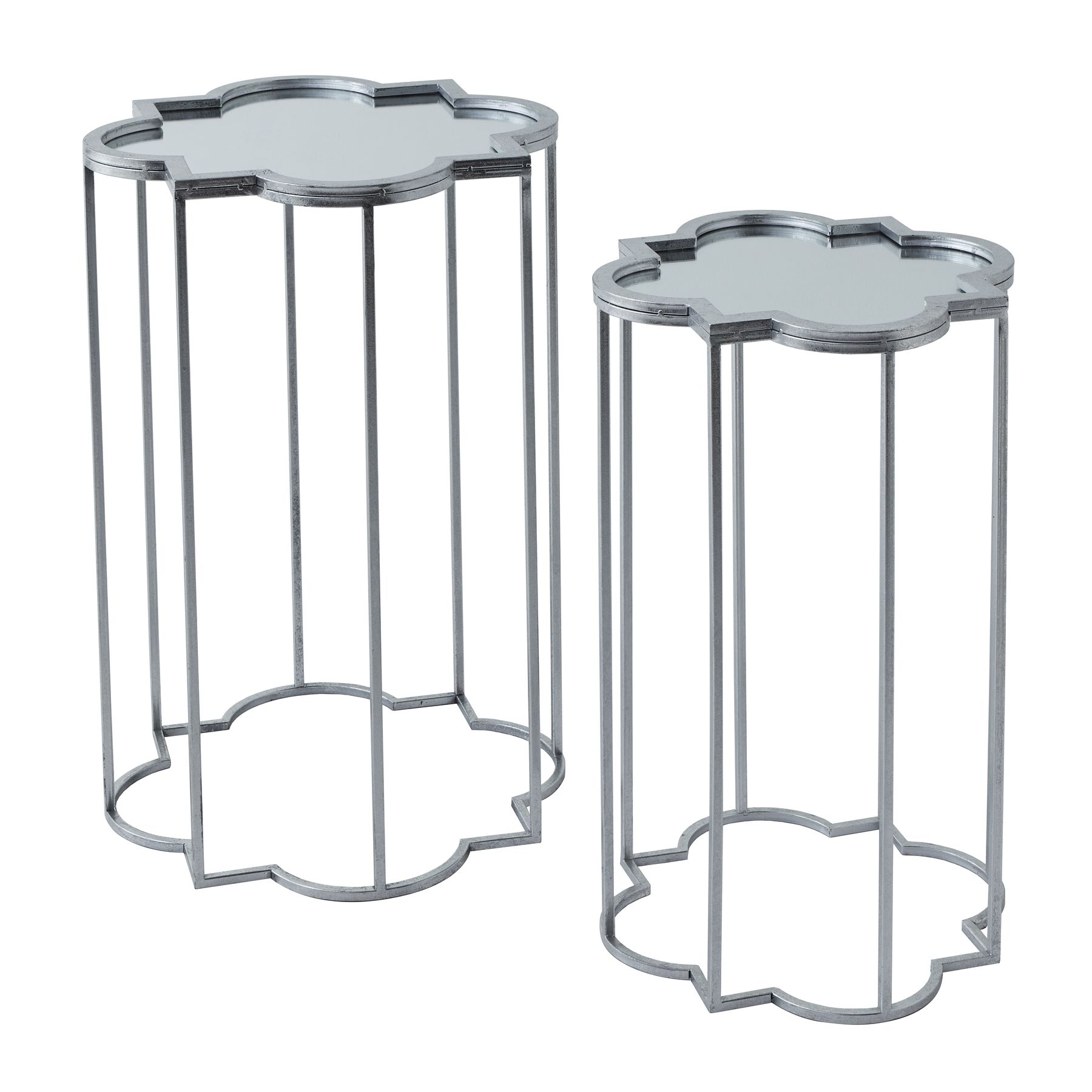 Quarter Foil Mirrored Set Of Two Side Tables - Image 1