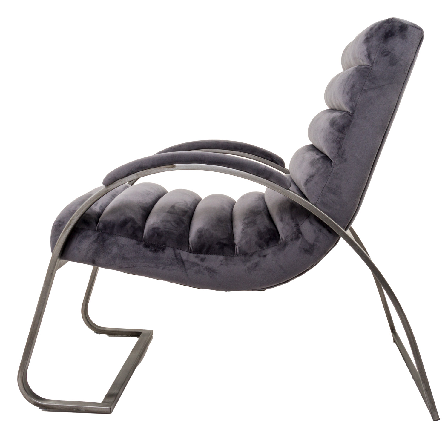 Grey And Silver Ribbed Ark Chair - Image 4