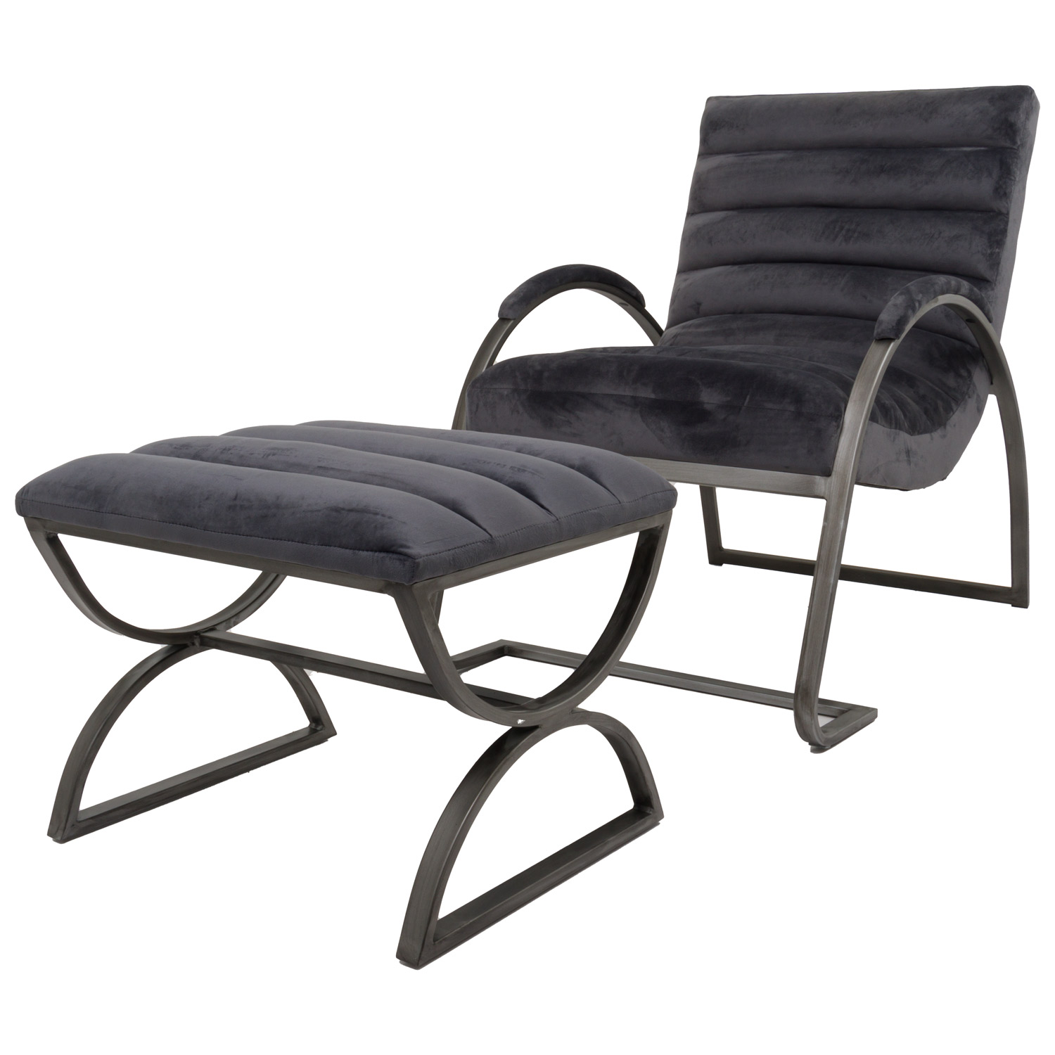 Grey And Silver Ribbed Ark Chair - Image 5