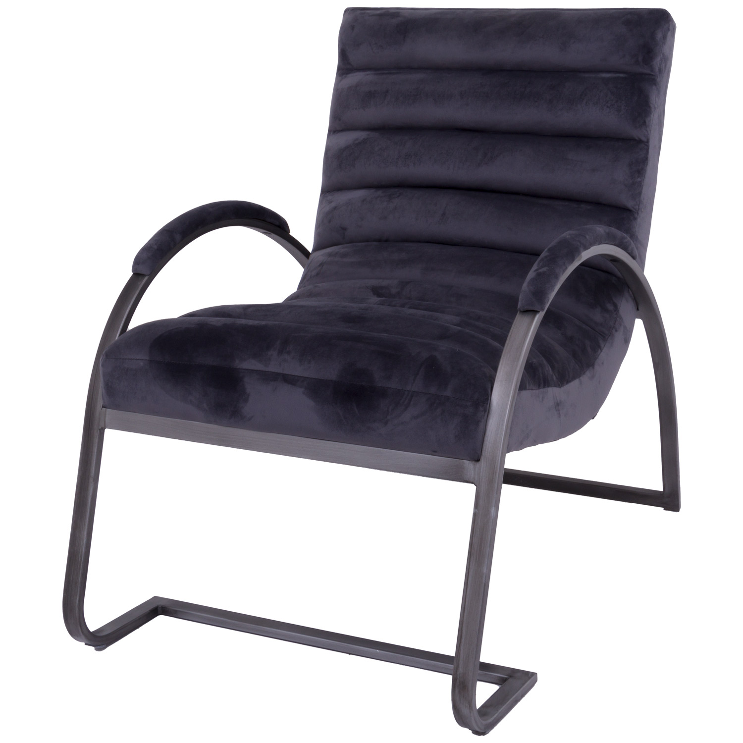 Grey And Silver Ribbed Ark Chair - Image 1