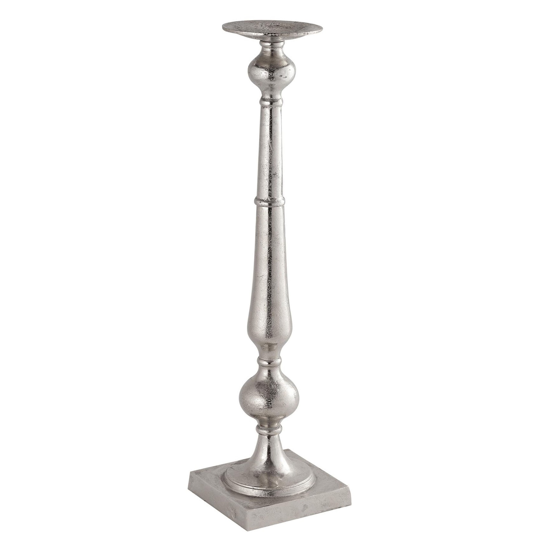 Farrah Collection Silver Tall Large Dinner Candle Holder - Image 1