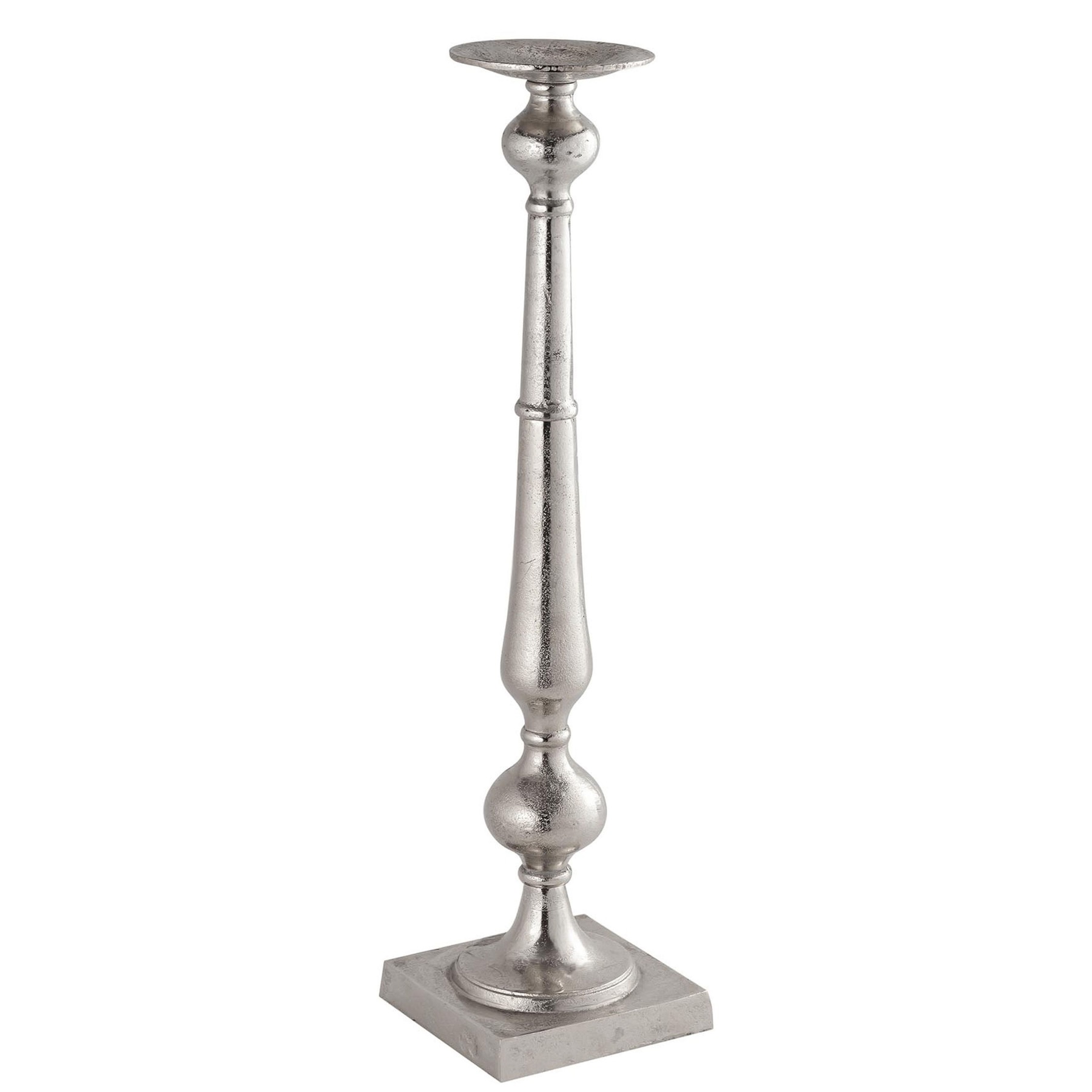 Farrah Collection Silver Tall Dinner Candle Holder - Image 1