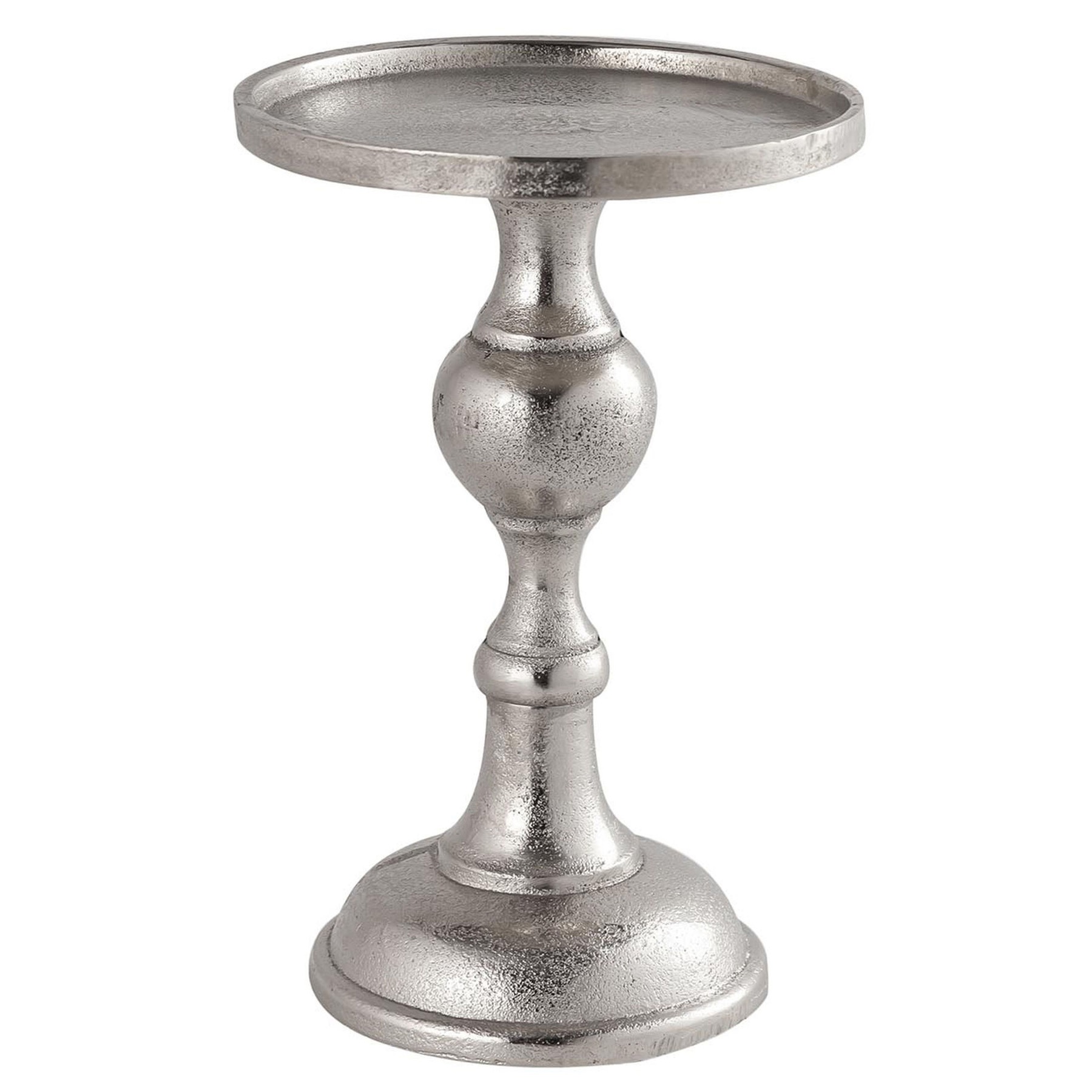 Farrah Collection Silver Squat Pillar Candle Holder - Image 1