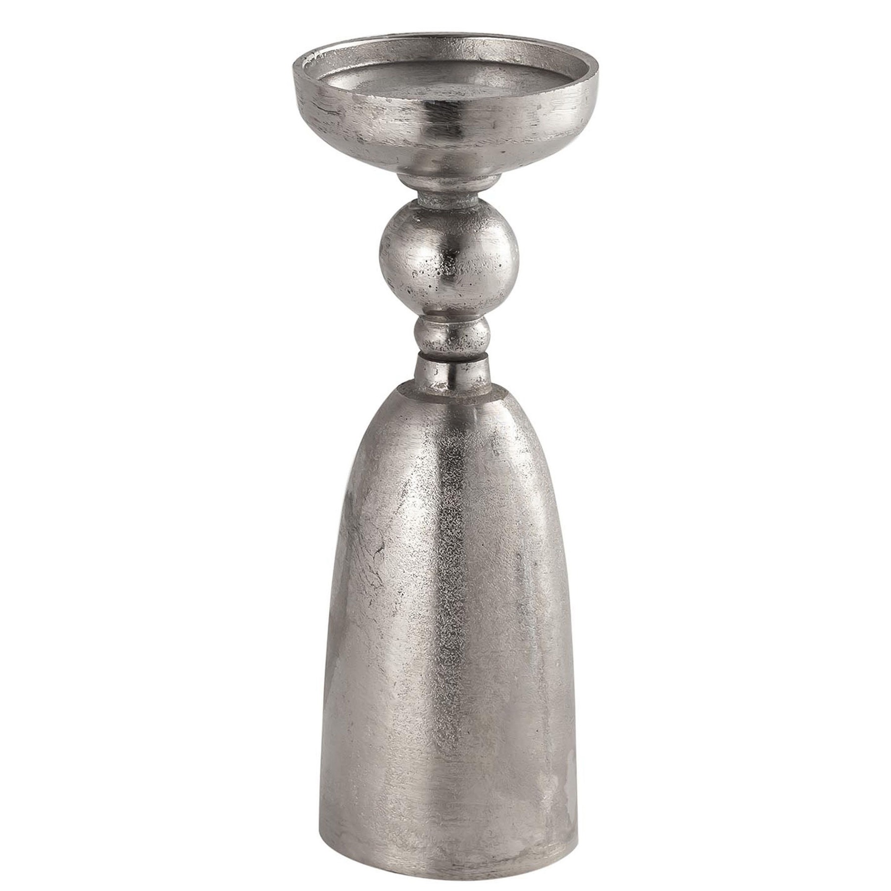Farrah Cast silver Large Pillar Candle Holder Wholesale by Hill Interiors
