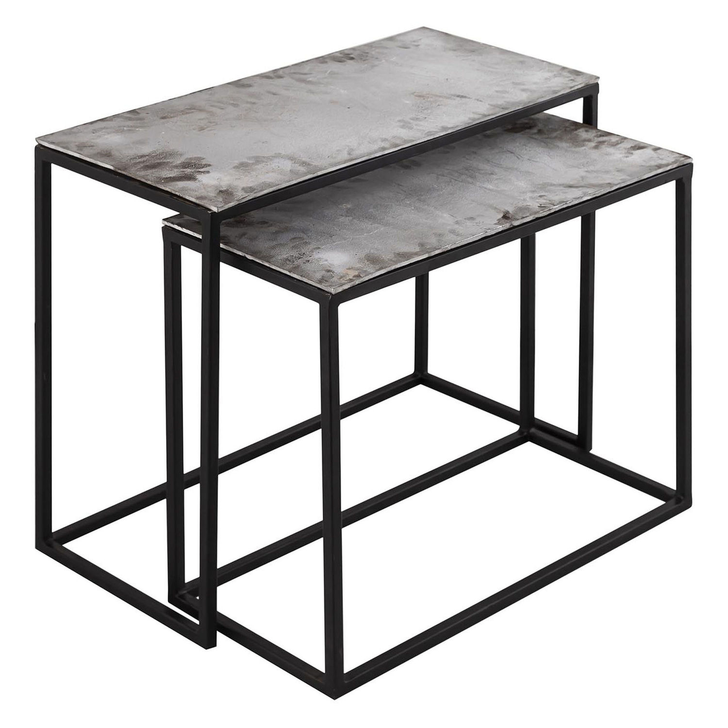 Farrah Collection Silver Set of Two Side Tables - Image 1