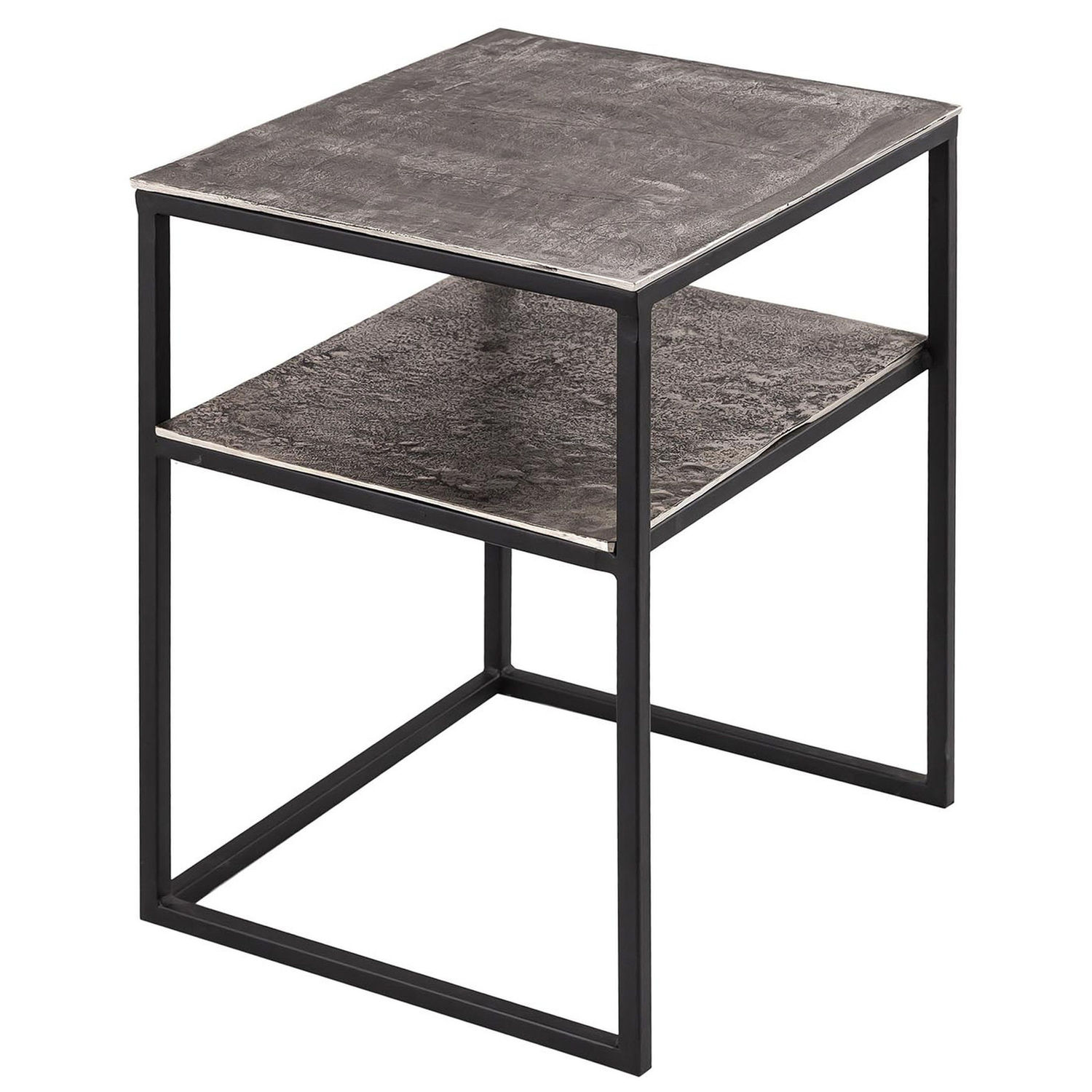 Farrah Collection Silver Side Table with Shelf - Image 1