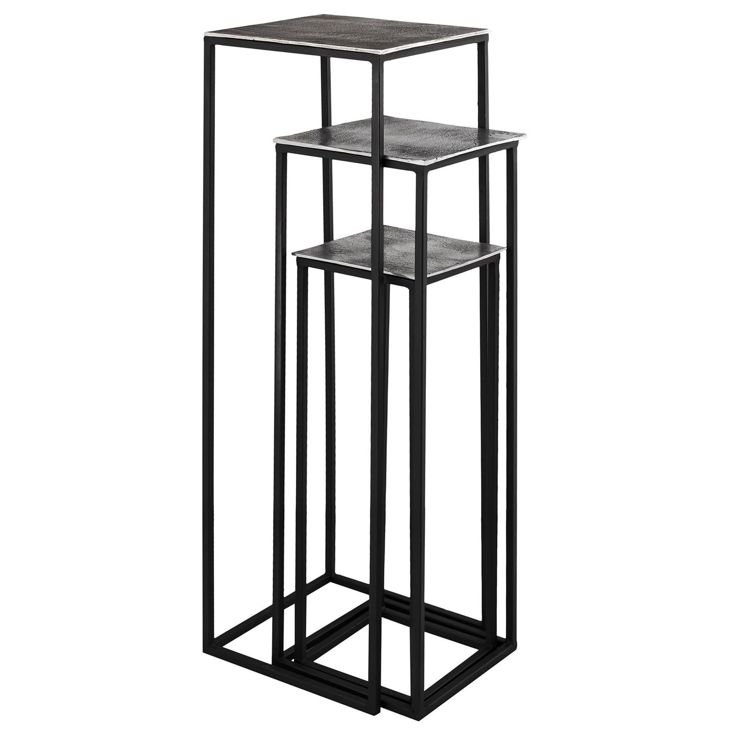 Farrah Collection Silver set of Three large Display Tables - Image 1
