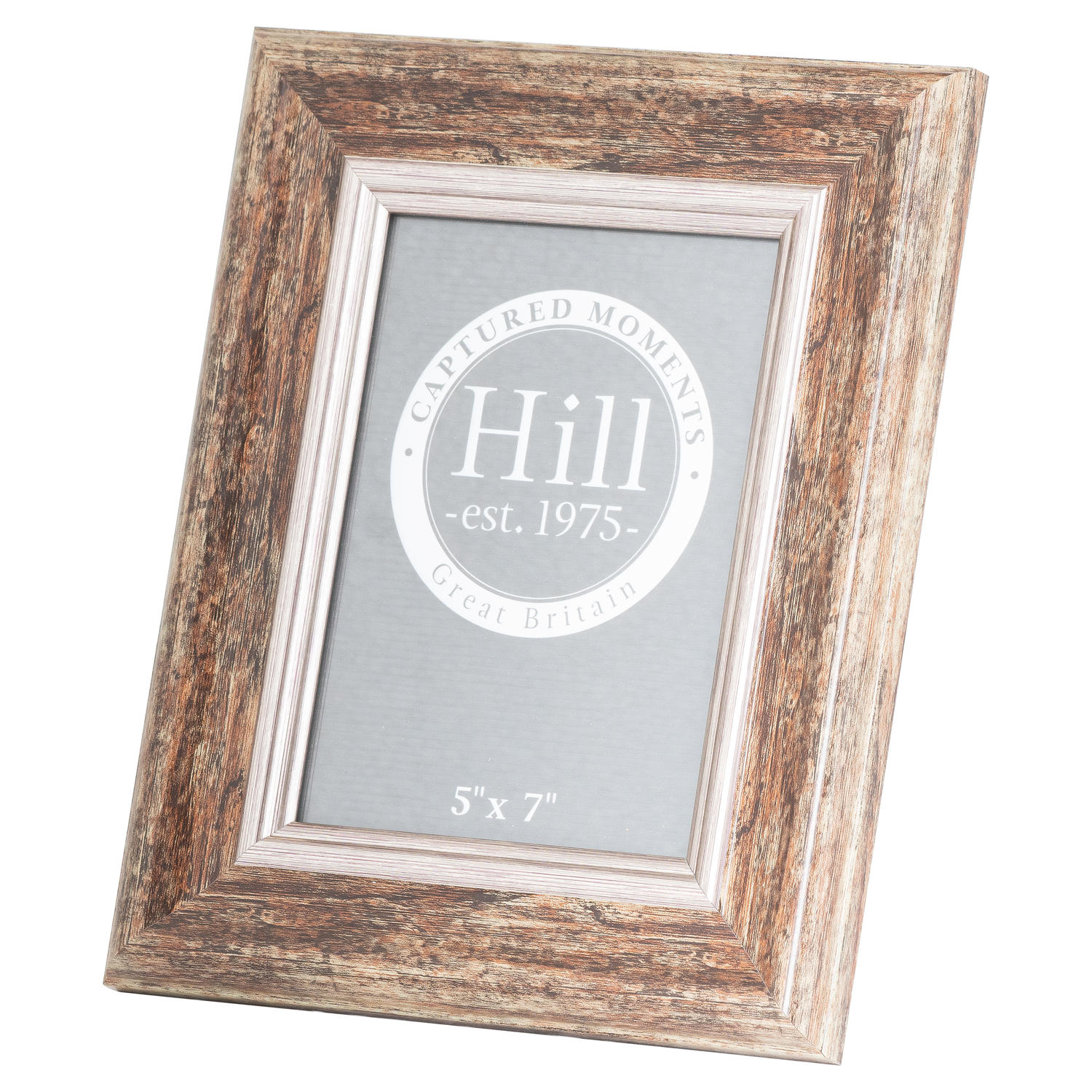 Distressed Wood With Silver Bevel  5X7 Photo Frame - Image 1