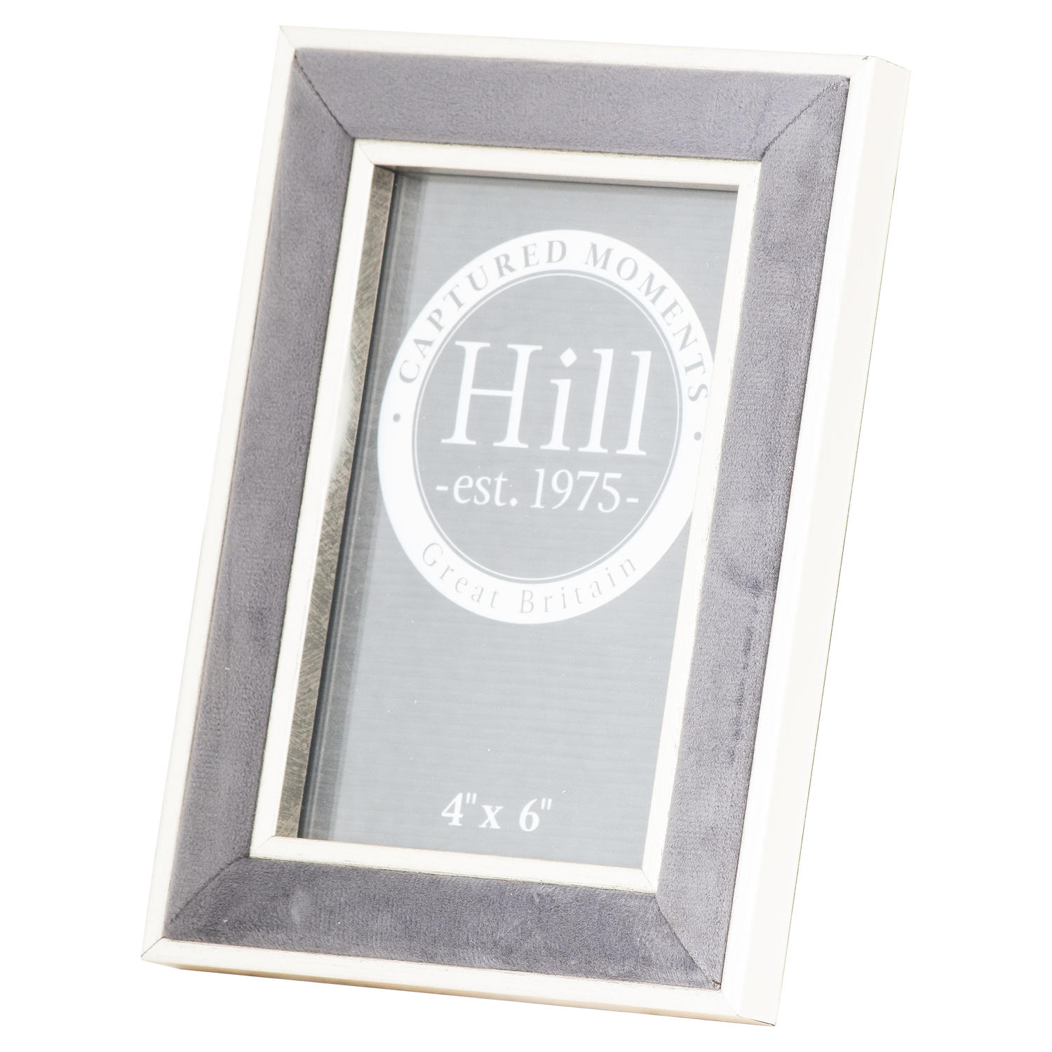 Silver Edged Grey Velvet 4X6 Photo Frame Wholesale by Hill Interiors