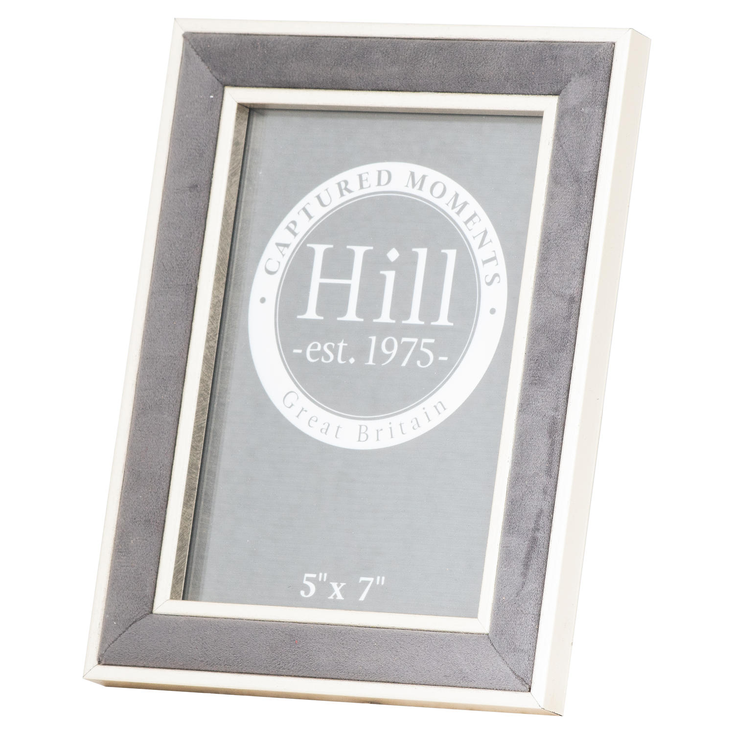 Silver Edged Grey Velvet 5X7 Photo Frame Wholesale by Hill Interiors