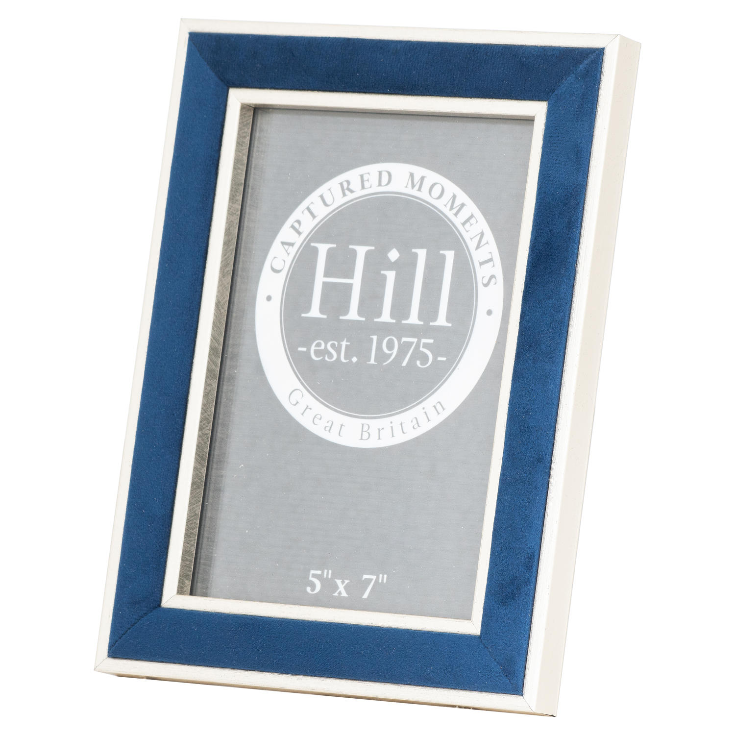 Silver Edged Navy Velvet 5X7 Photo Frame - Image 1